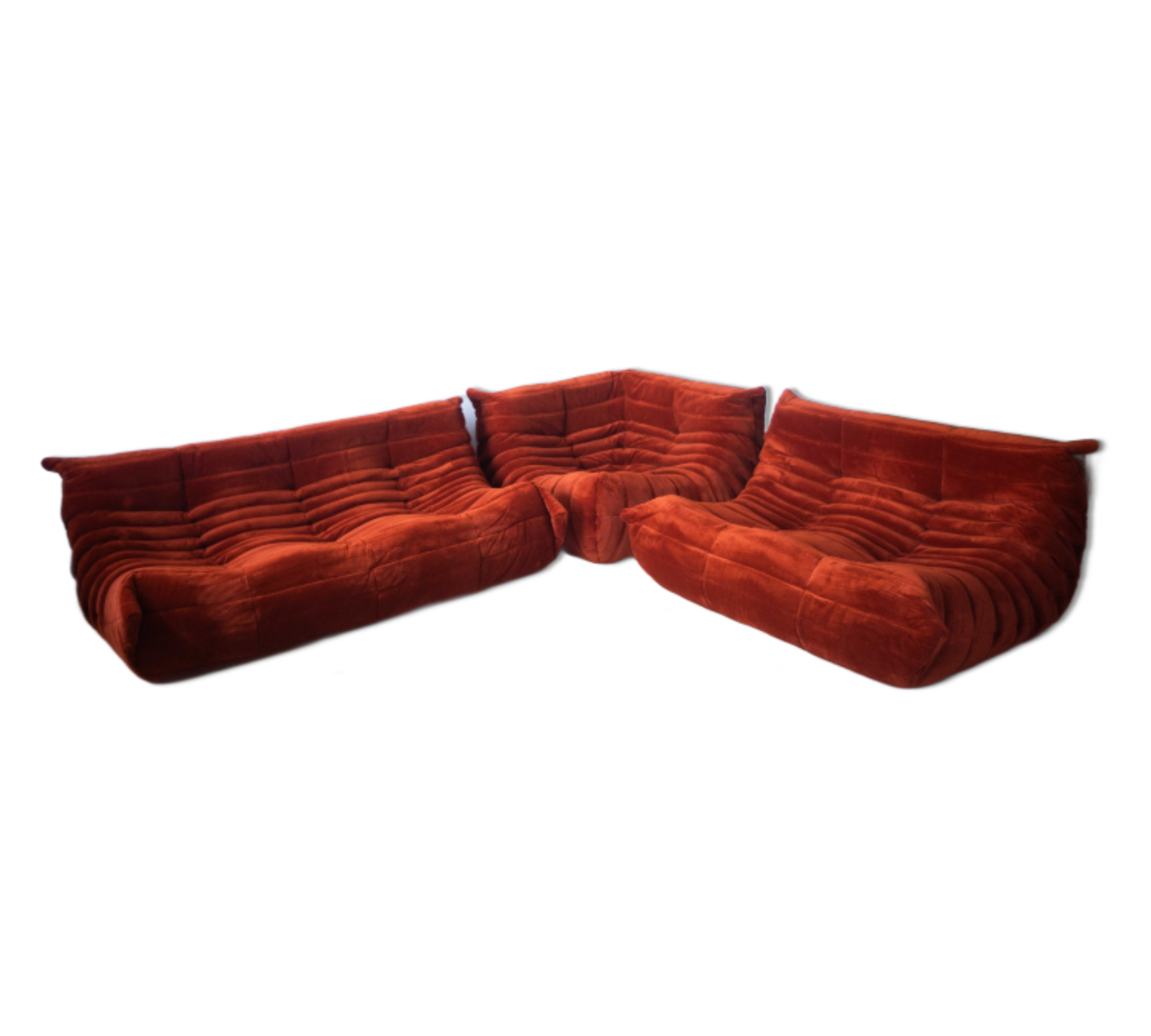 Togo Set Lounge 3 pezzi Velluto a coste Arancione 0