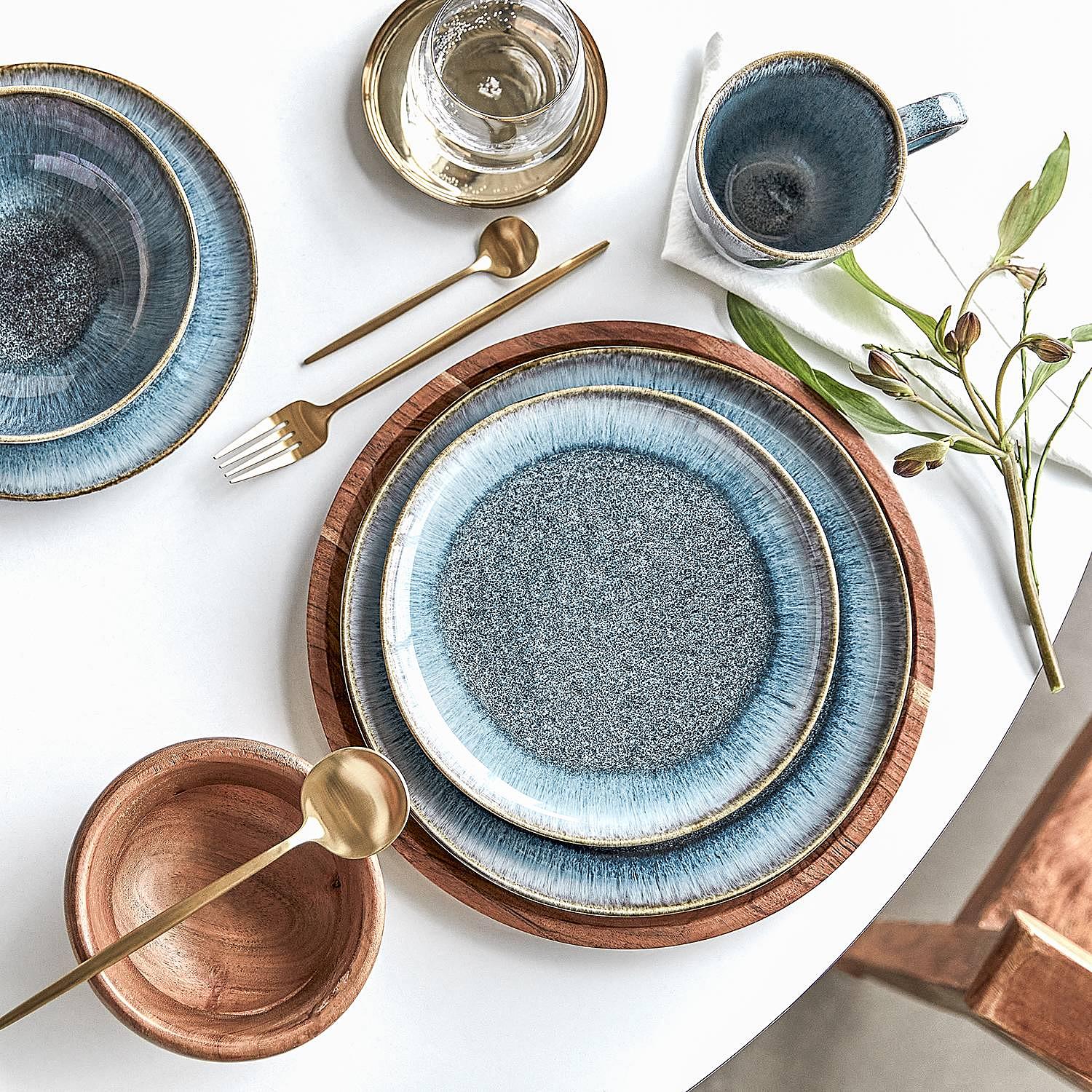 Hilda Geschirr-Set 16-tlg. Steinzeug Blau 4