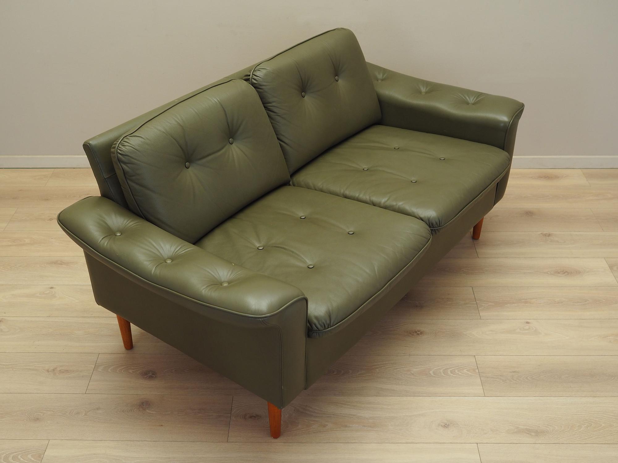 Sofa Leder Grün 1970er Jahre 8