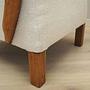 Vintage armchair oak wood textile cream 1950s 11