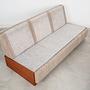 Vintage Sofa 3-Seater Teak Wood Textile Grey 1970s 11