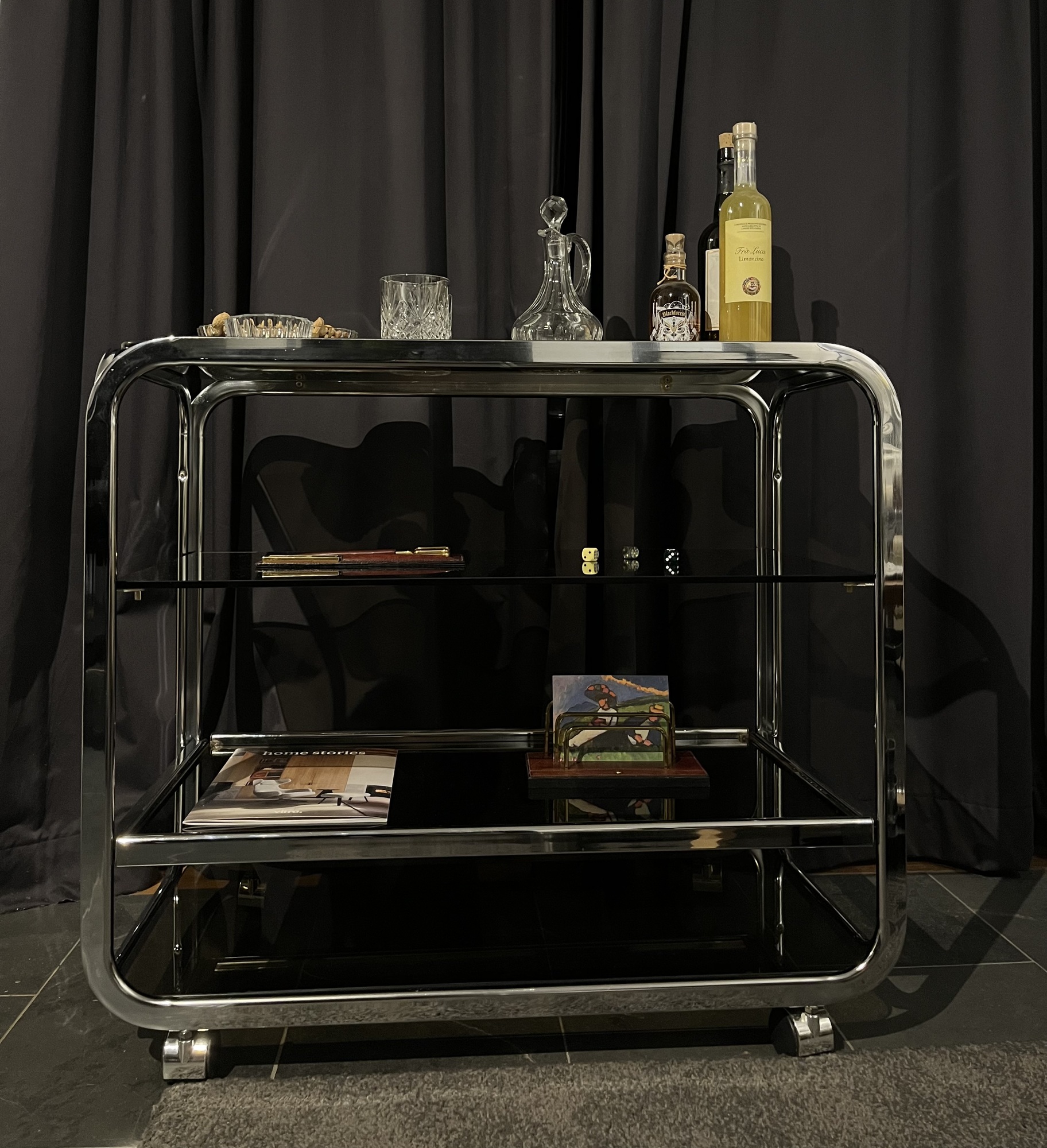 Barwagen Chrom Glas Schwarz 1