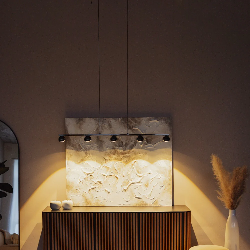 5-Flame Atropos Pendant Light Chrome Black 8