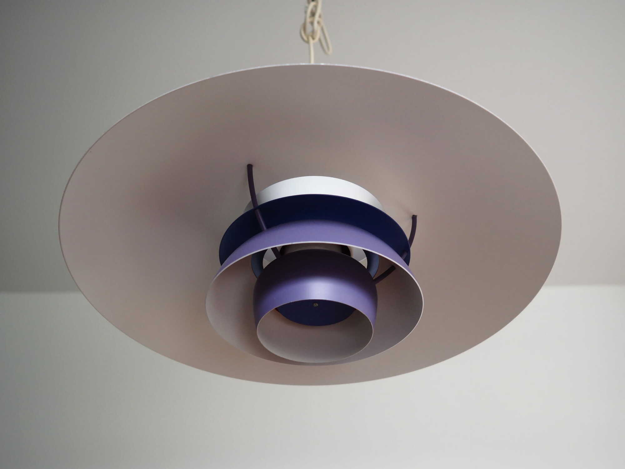 Vintage Pendant Lamp Metal Purple 1970s 7