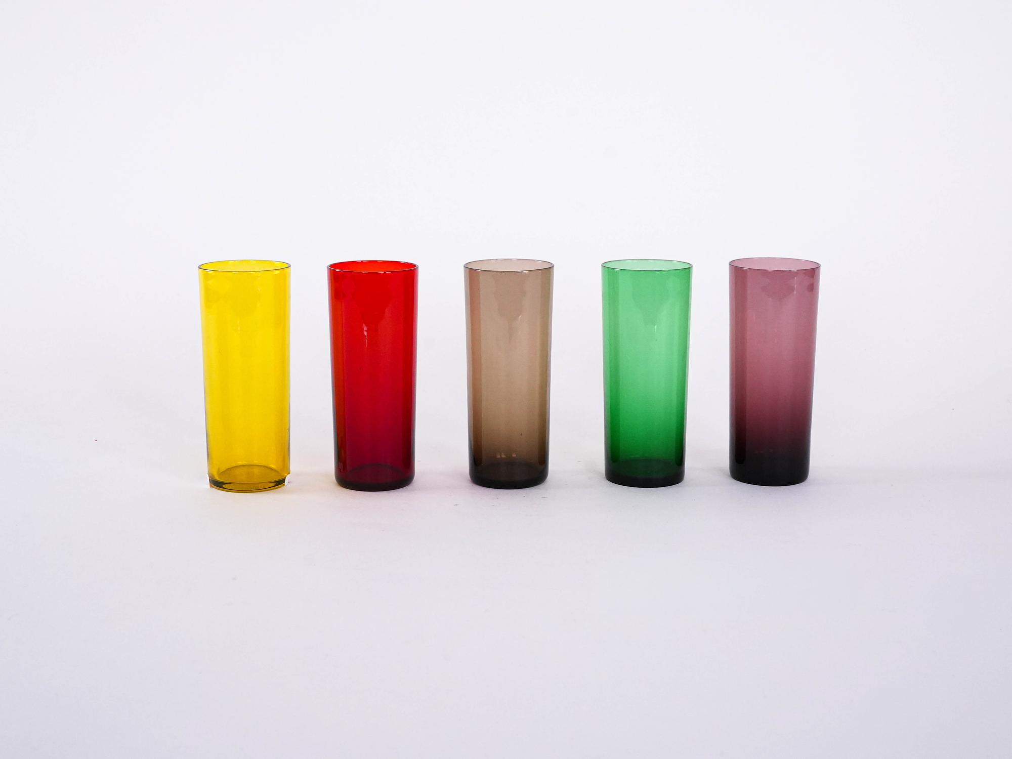 Glass Set Multicolored 1960s 2