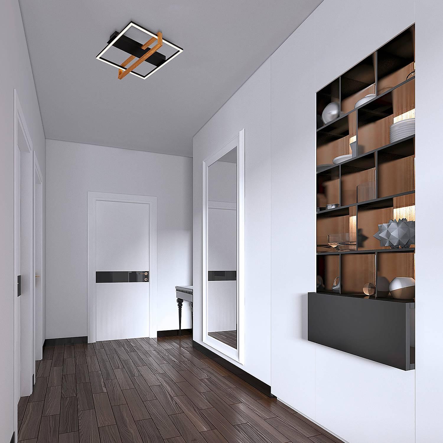 LED-Deckenleuchte Seramena Aluminium Eiche Massiv Schwarz 2