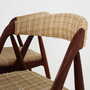 4x Vintage chair teak wood textile beige 1970s 6