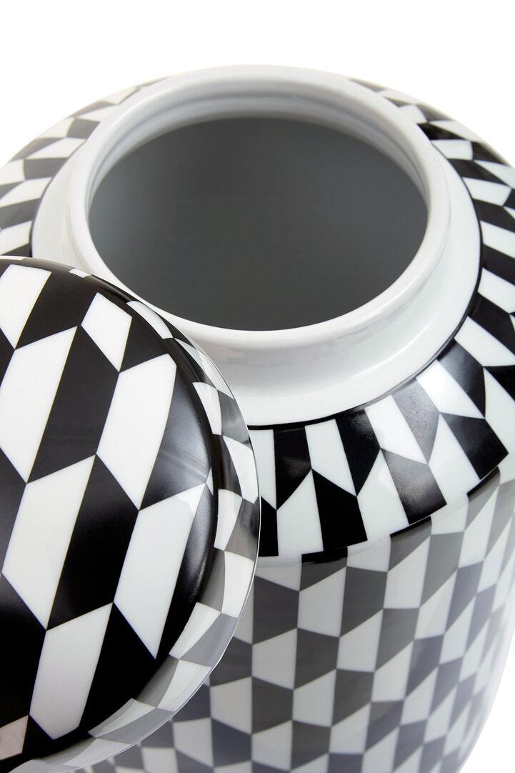 Marlo Piccola Scatola in Ceramica con Stampa Geometrica Nero Bianco 7