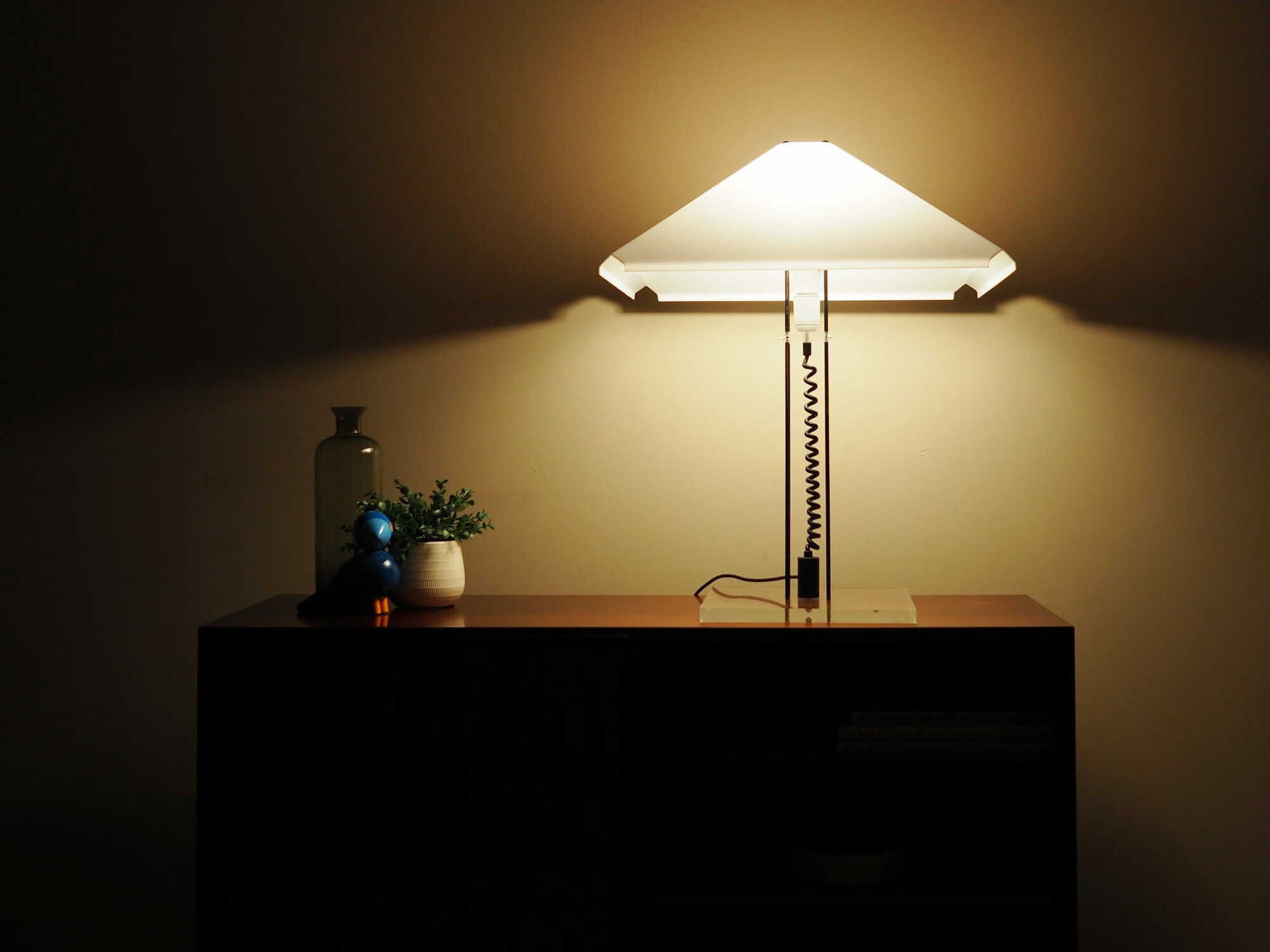 Table lamp Plastic Metal White 1970s 2
