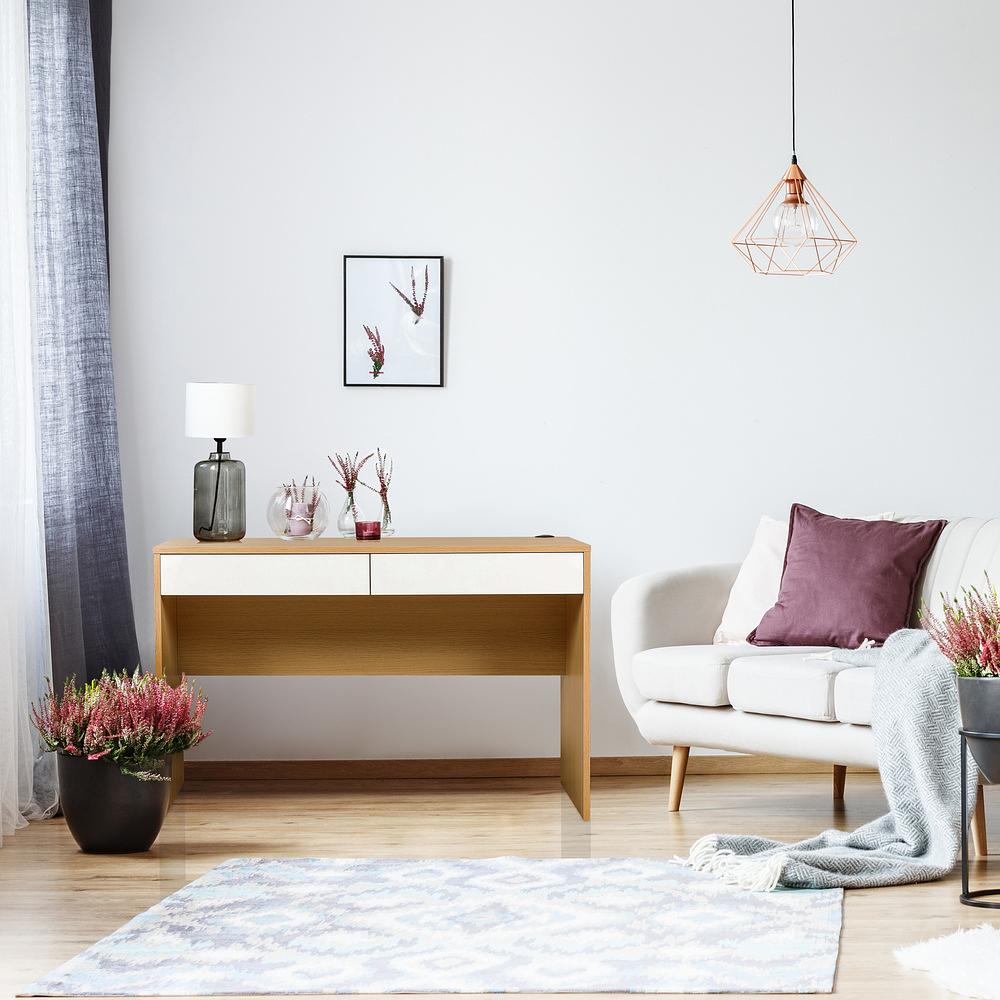 BERGA Desk with 2 drawers Oak White 3