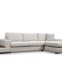 Modernes Sofa Récamiere Rechts Creme mit Tisch 5