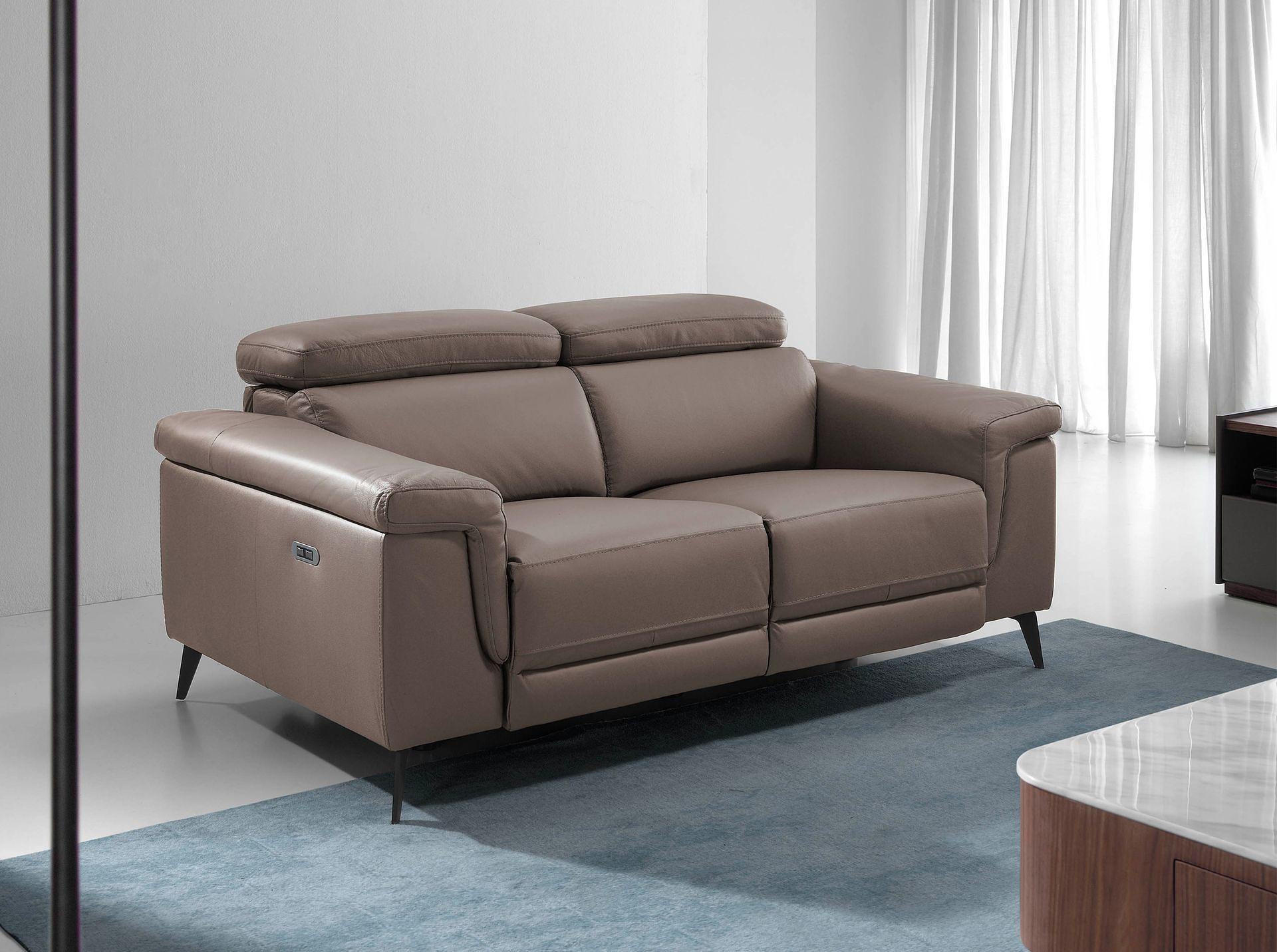 Sofa 2-seater 6106 with relax system leather taupe 0