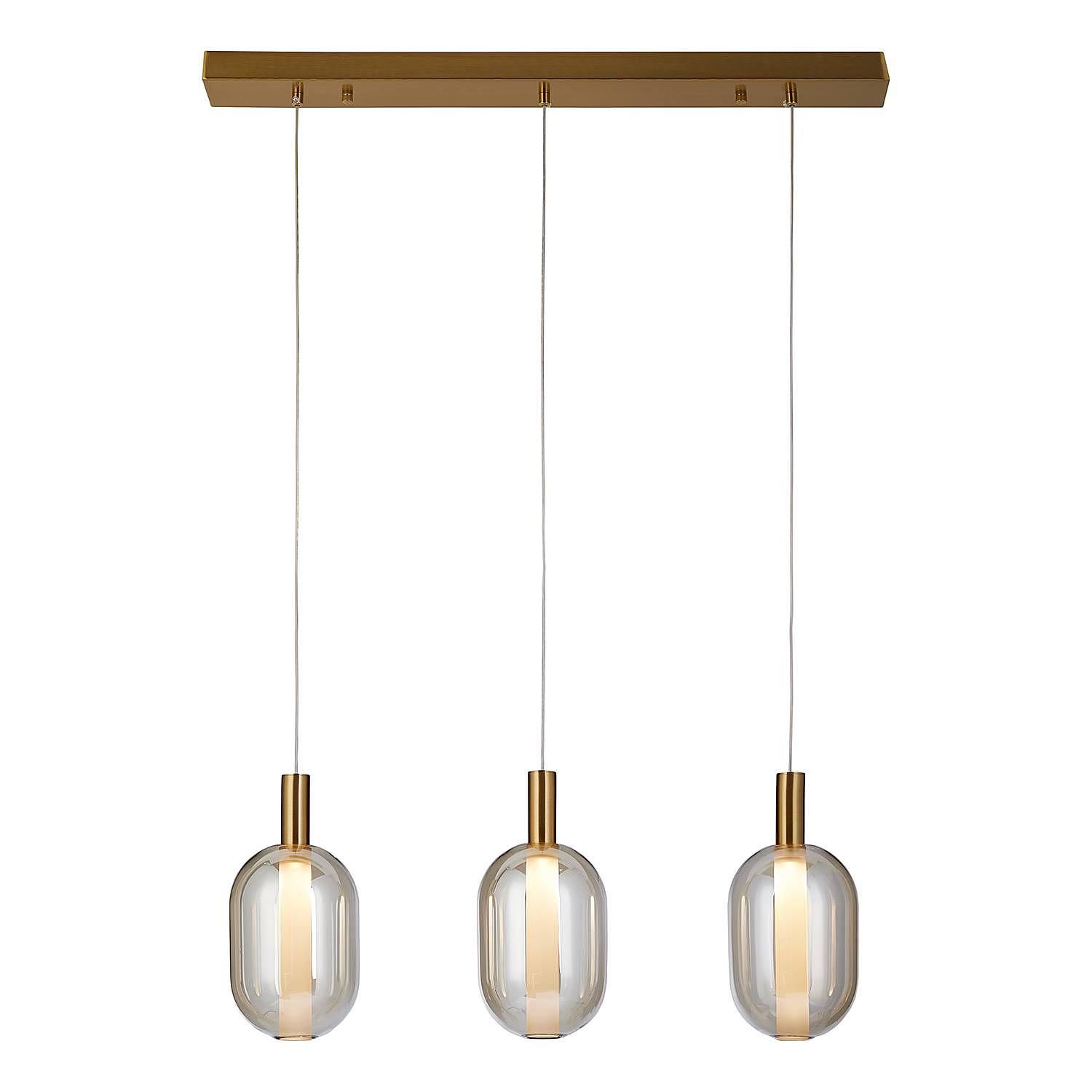 3-Flammig Exemlar Pendelleuchte Farbglas Aluminium 3