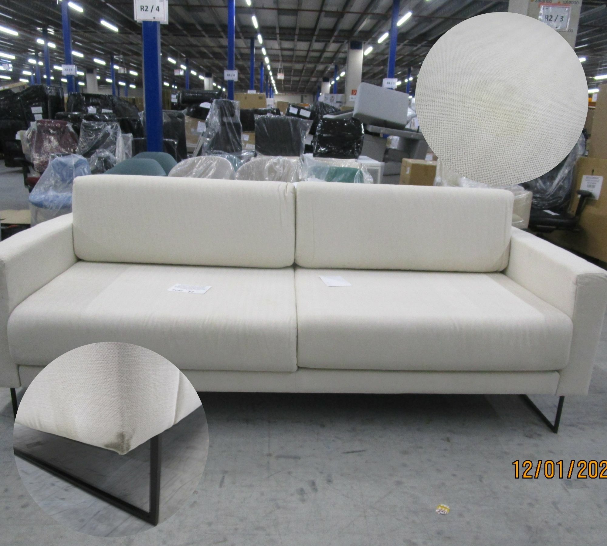 Tyme Sofa 2-Sitzer Webstoff Cremeweiß 3