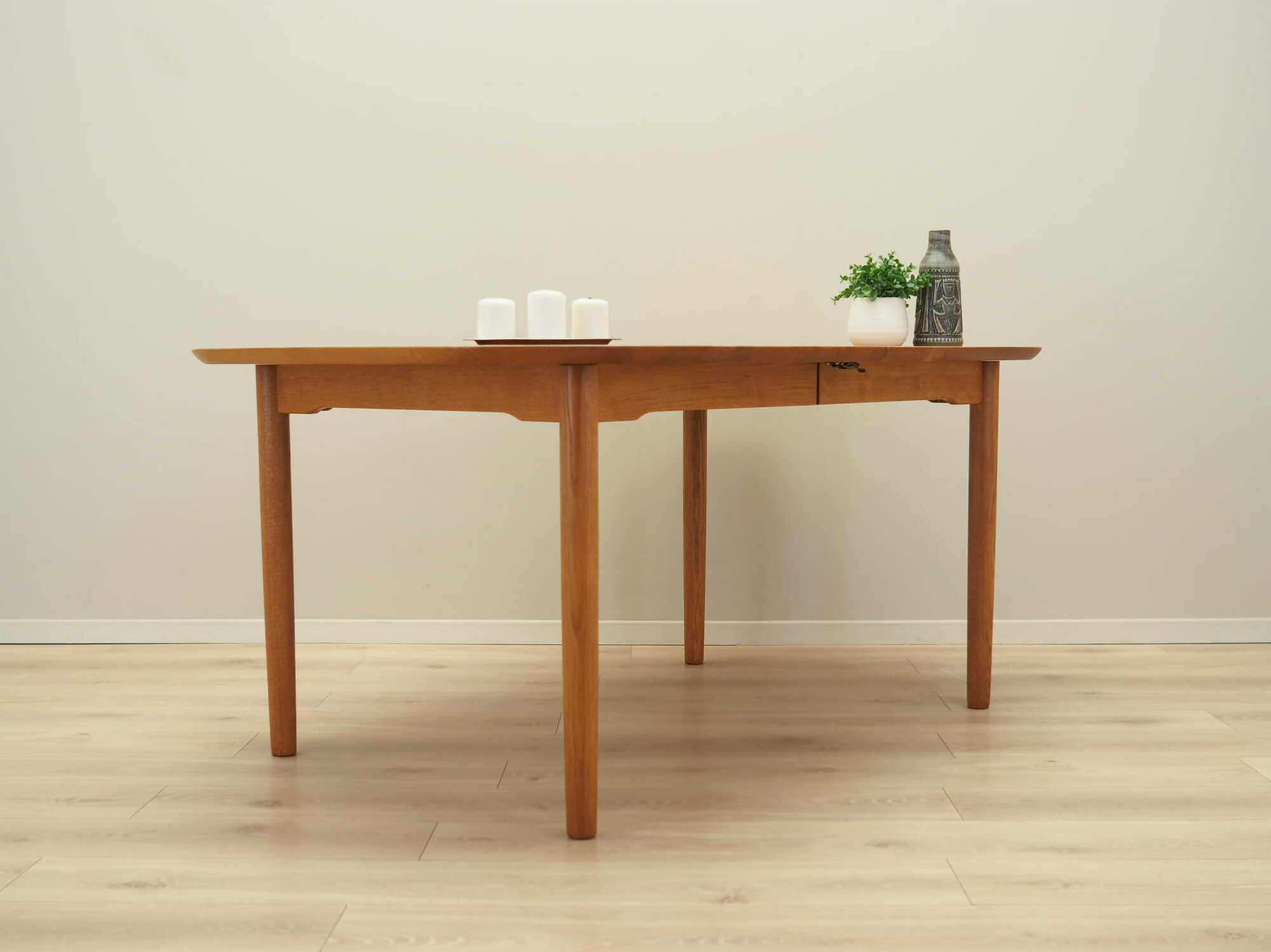 Vintage Dining Table Ash Wood Brown 1960s 5