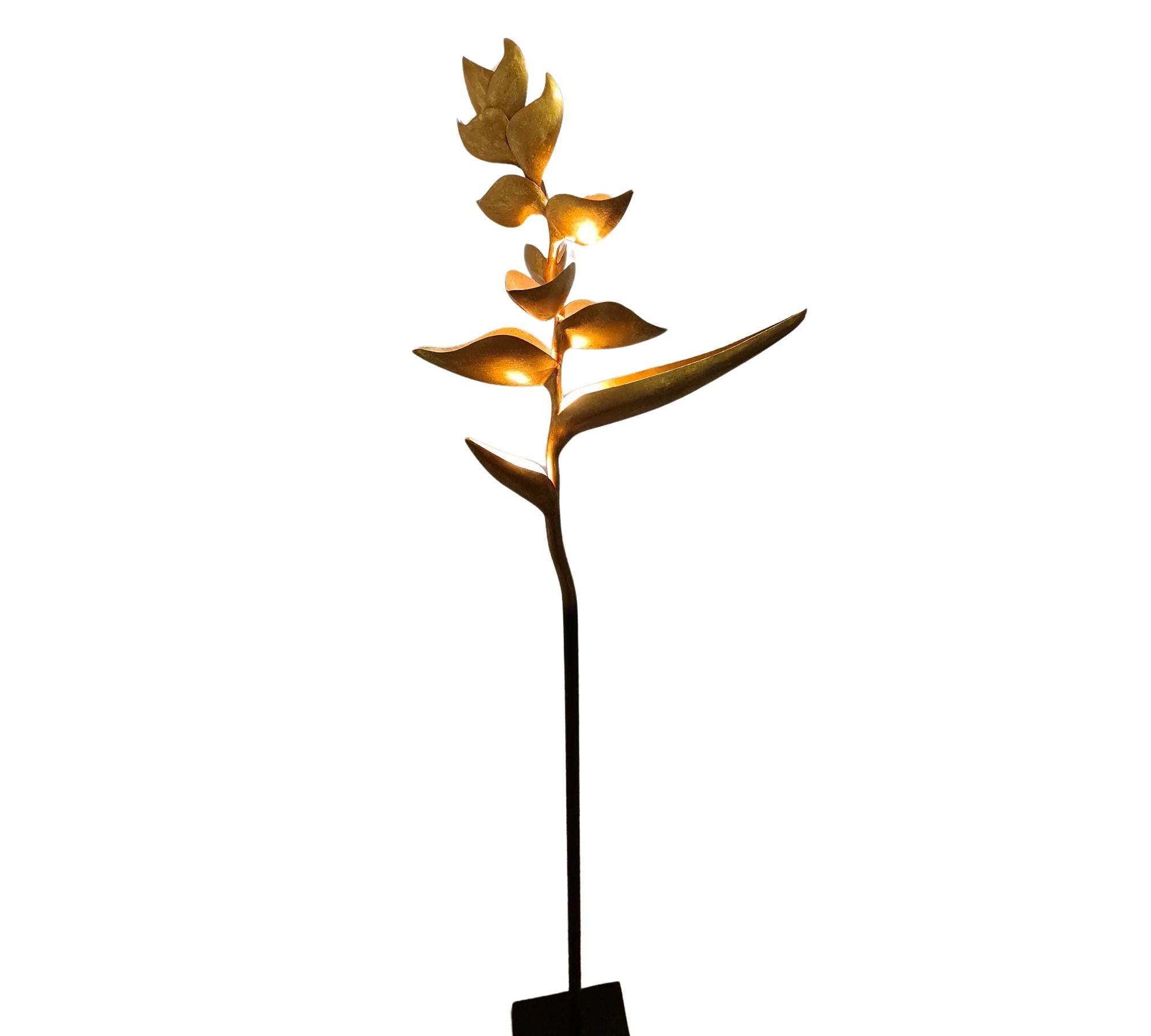 Floor lamp with yellow shade Metal Gold 4