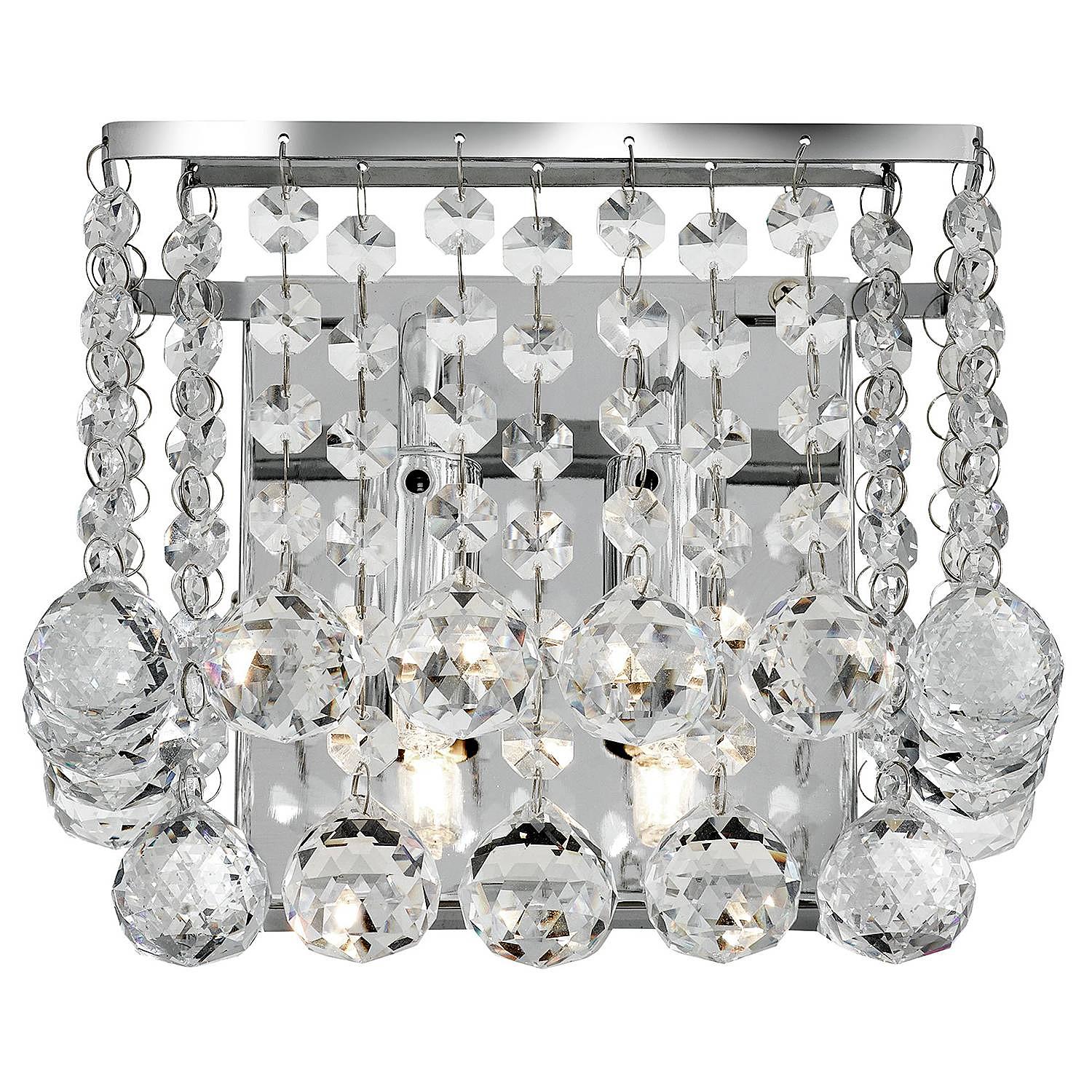 Square Hanna Wall Lamp Steel Crystal Glass 0