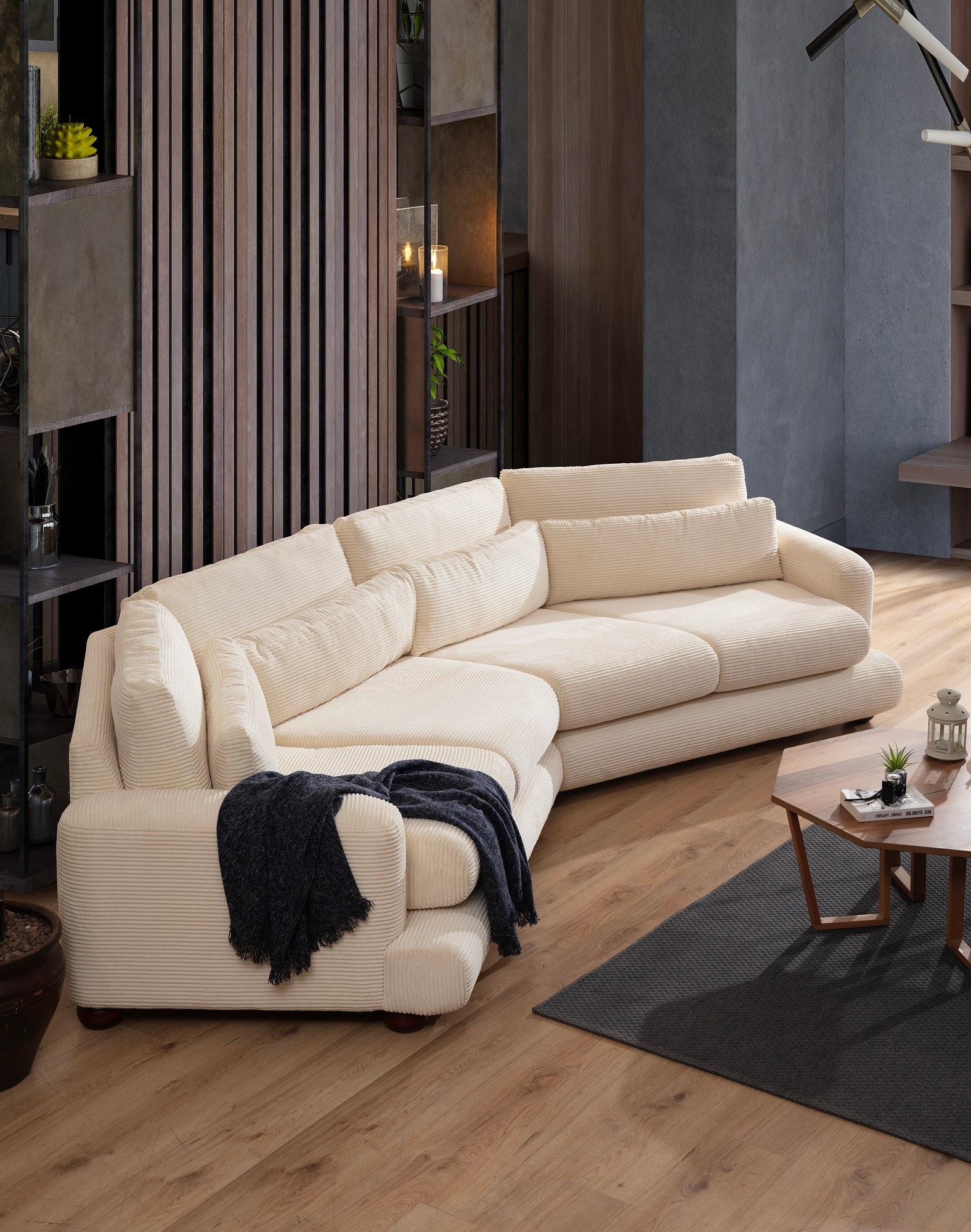 River 4-Sitzer Ecksofa Links Beige 2