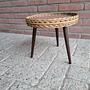 Vintage Pflanzentisch Holz Rattan Braun 2