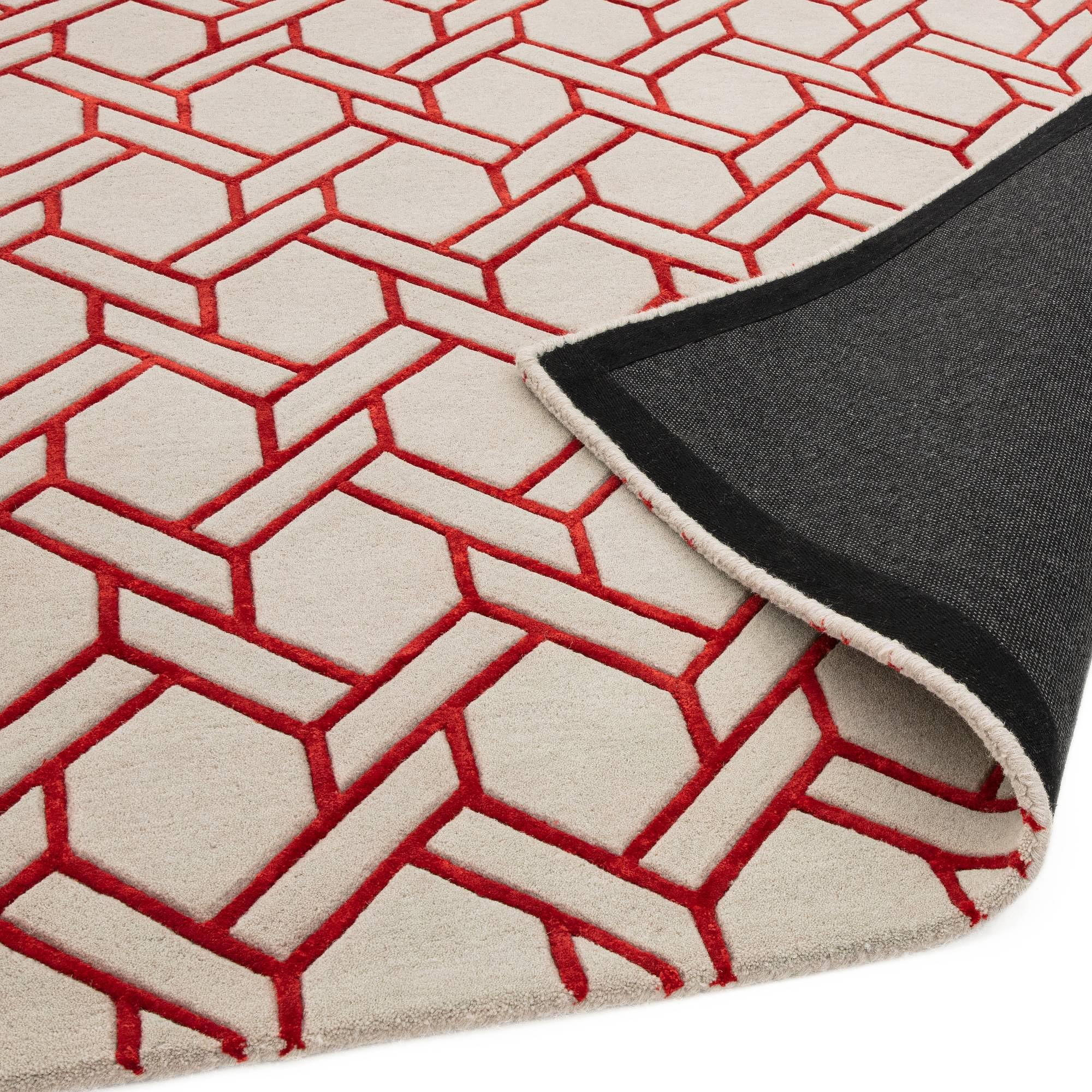 Nexus Fine Lines Teppich Silber Rot Wolle 120x170cm 3