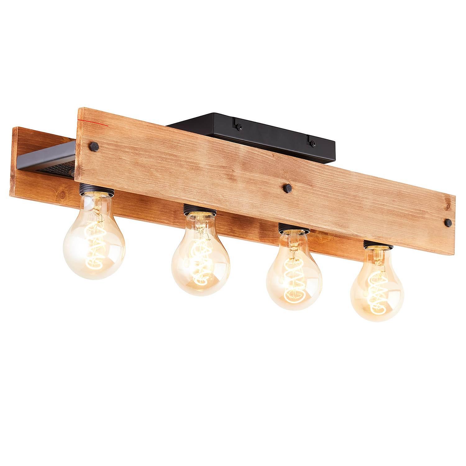 4-Flammig Deckenleuchte Calandra II Kiefer teilmassiv Eisen 1