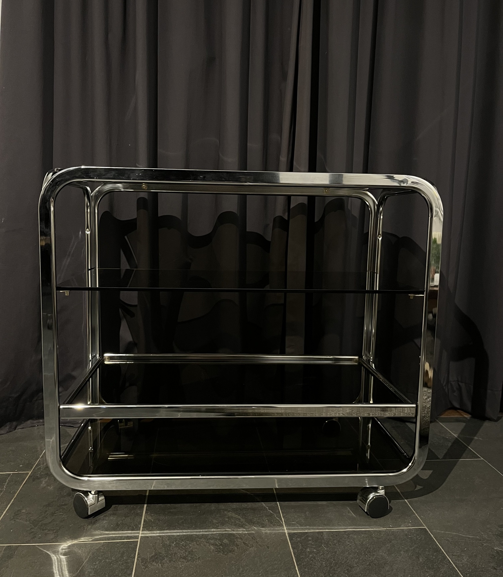 Barwagen Chrom Glas Schwarz 2