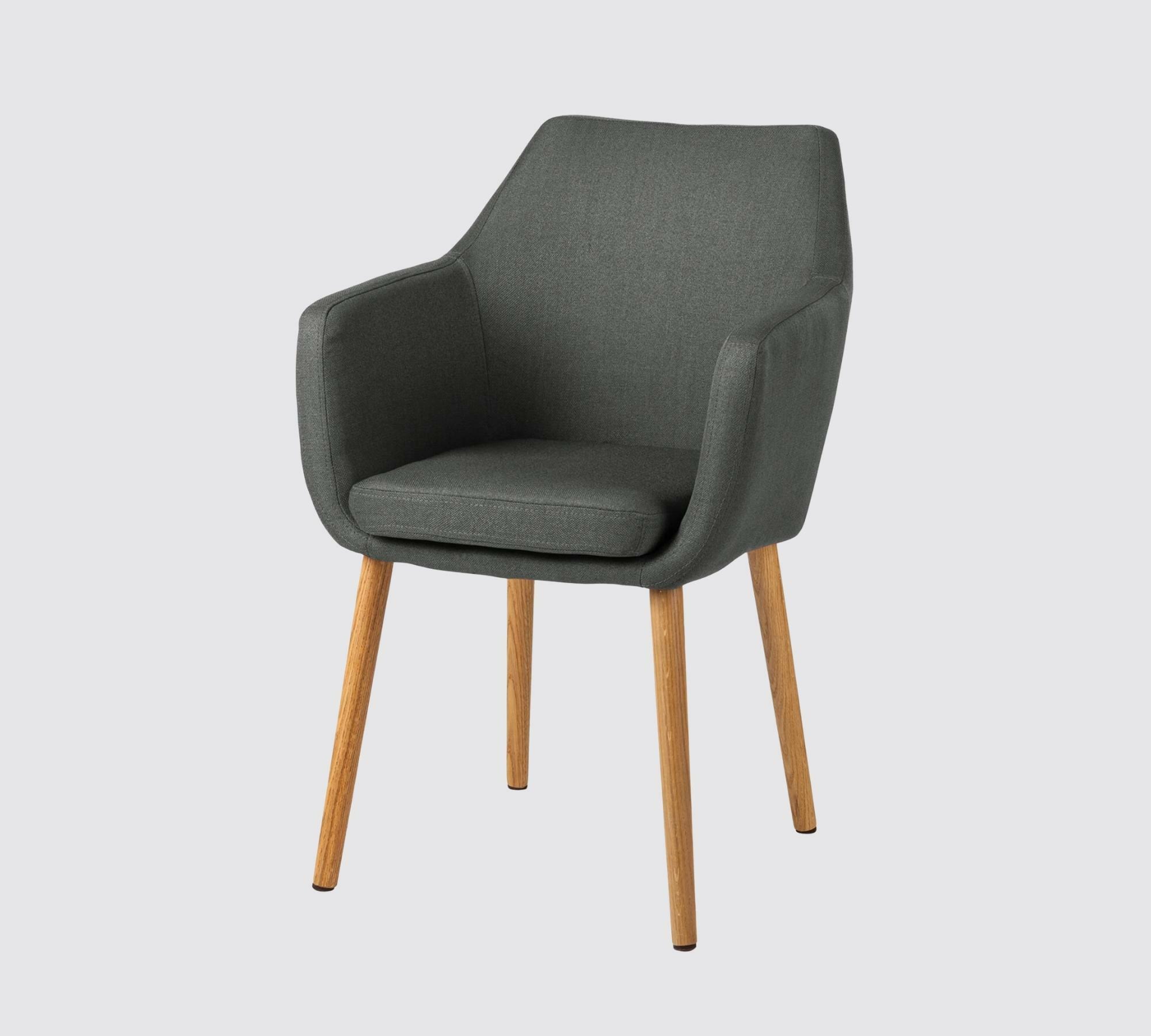 Armchair Oak Solid Wood from Upholstery Fabric Grey 0