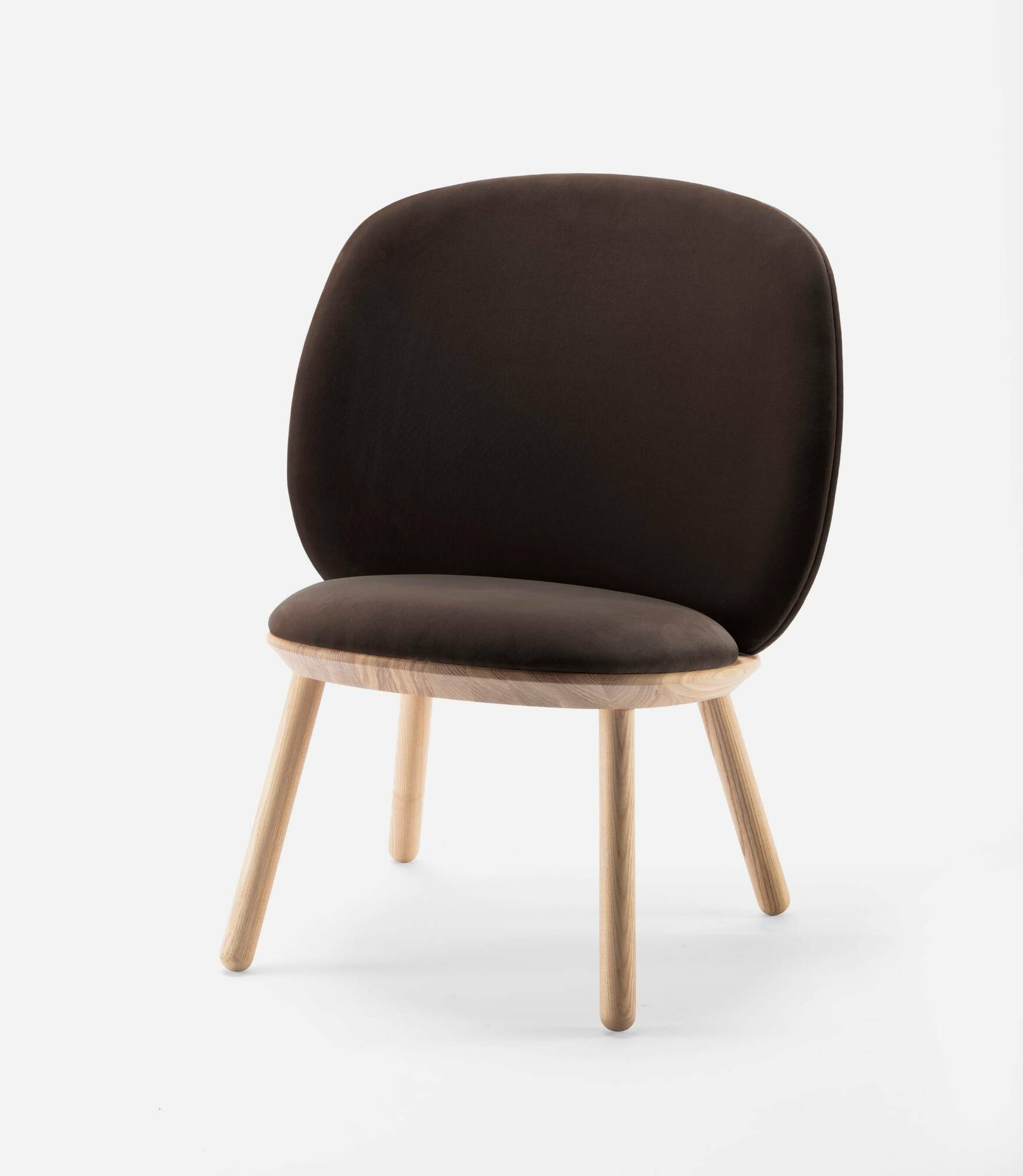 Naïve Lounge Chair Ash Wood Velvet Brown 3