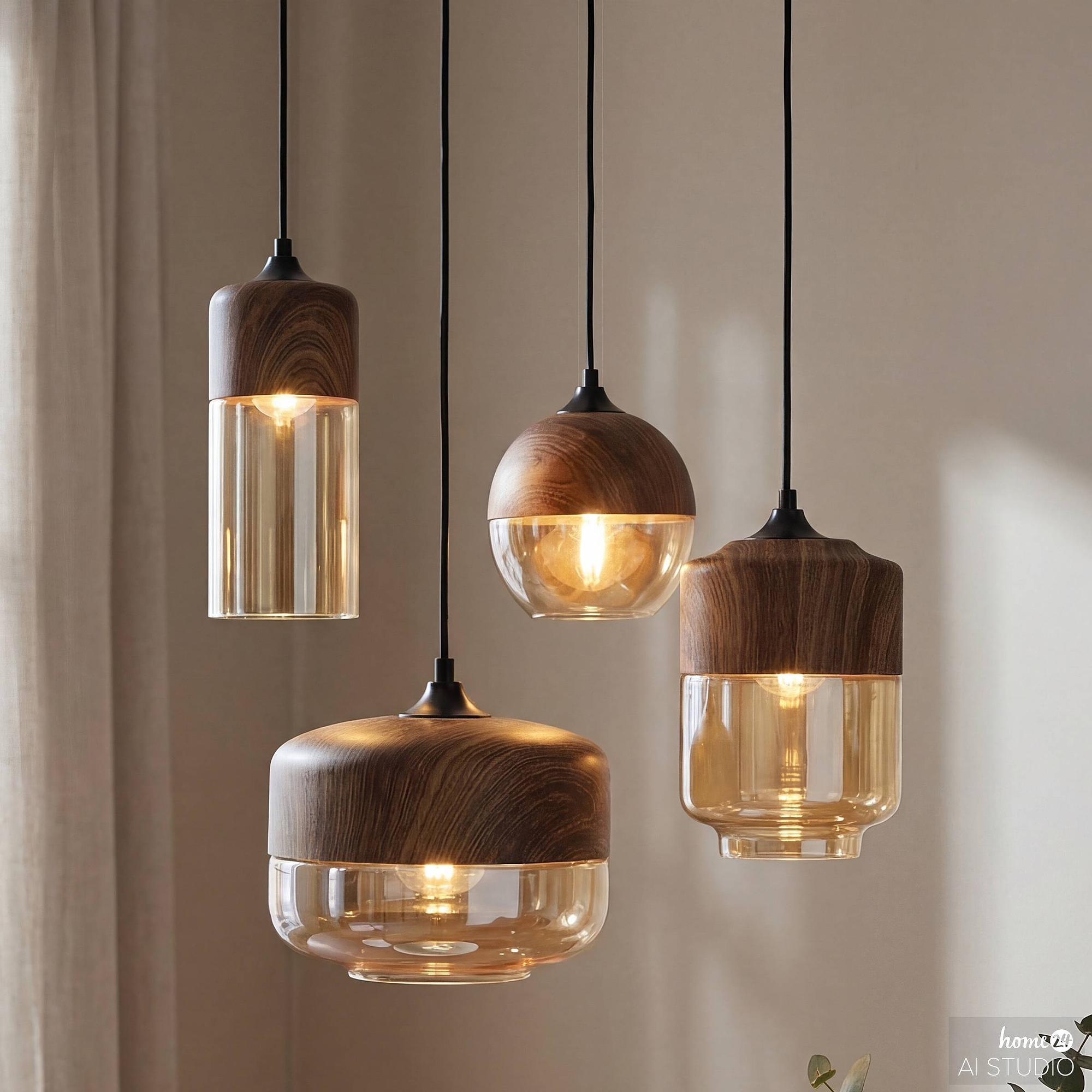 Kavon Pendelleuchte 1-flammig Eisen Farbglas 1