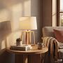 Table lamp Noral 1-light linen solid pine 2