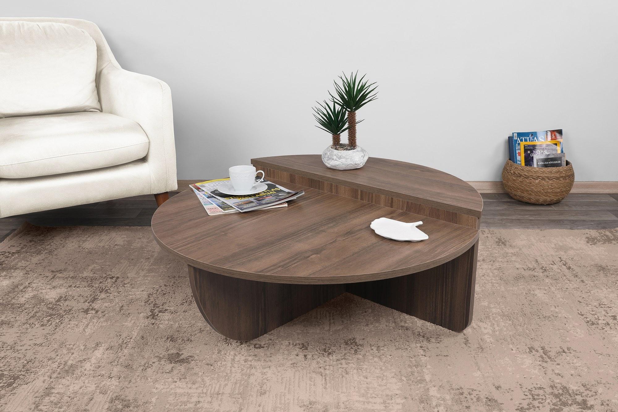 2x Podium Coffee Table Walnut Brown 6