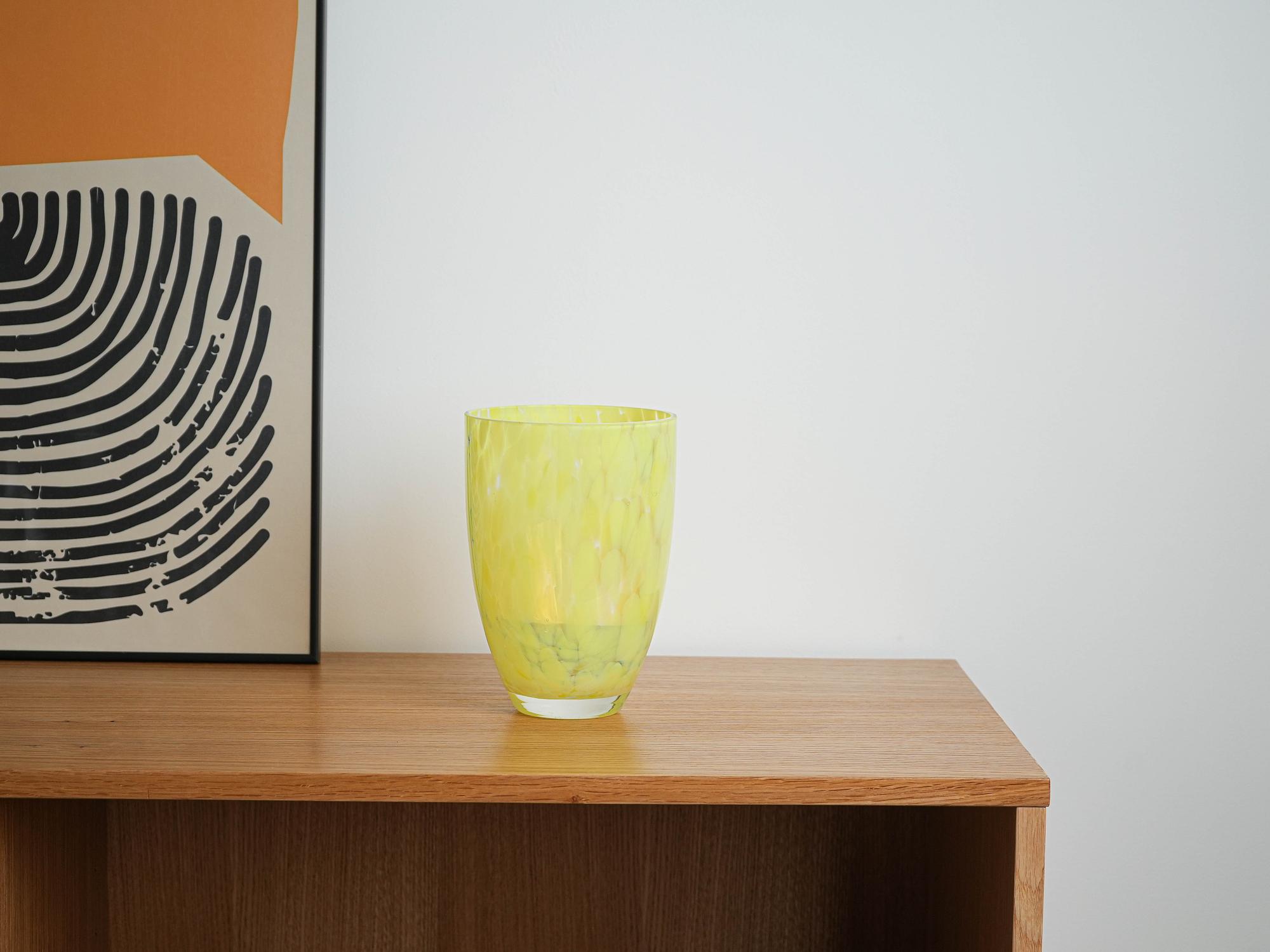 Glass Vase Lemon Yellow 1970s 8