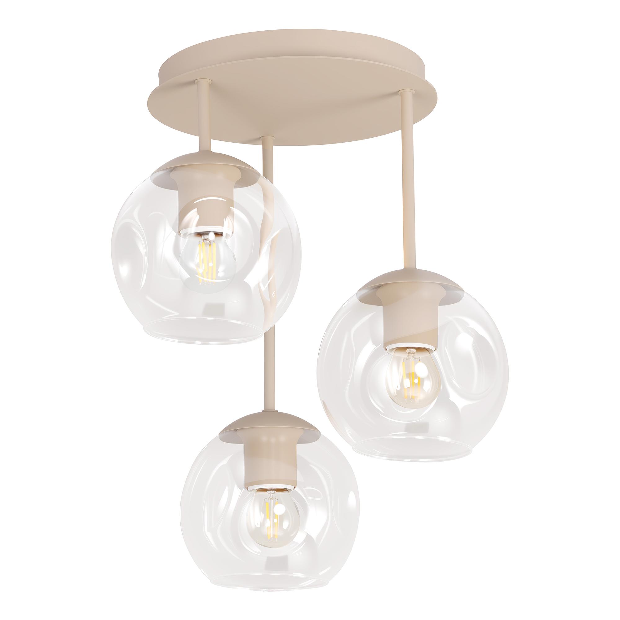 3-Flammig Bilman Deckenleuchte Gusseisen Klarglas Beige 4