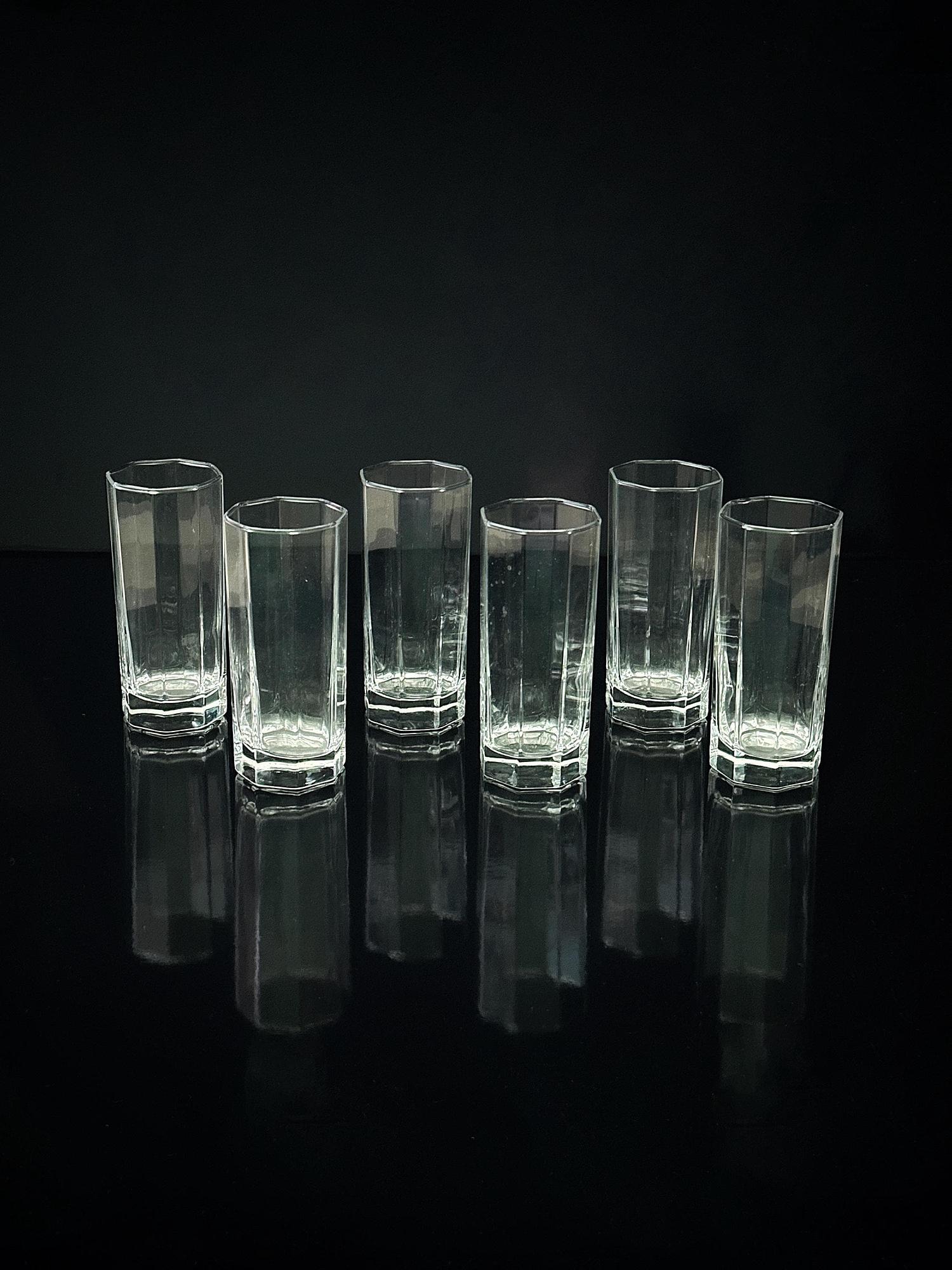 6x Vintage water glass France 1980s 0