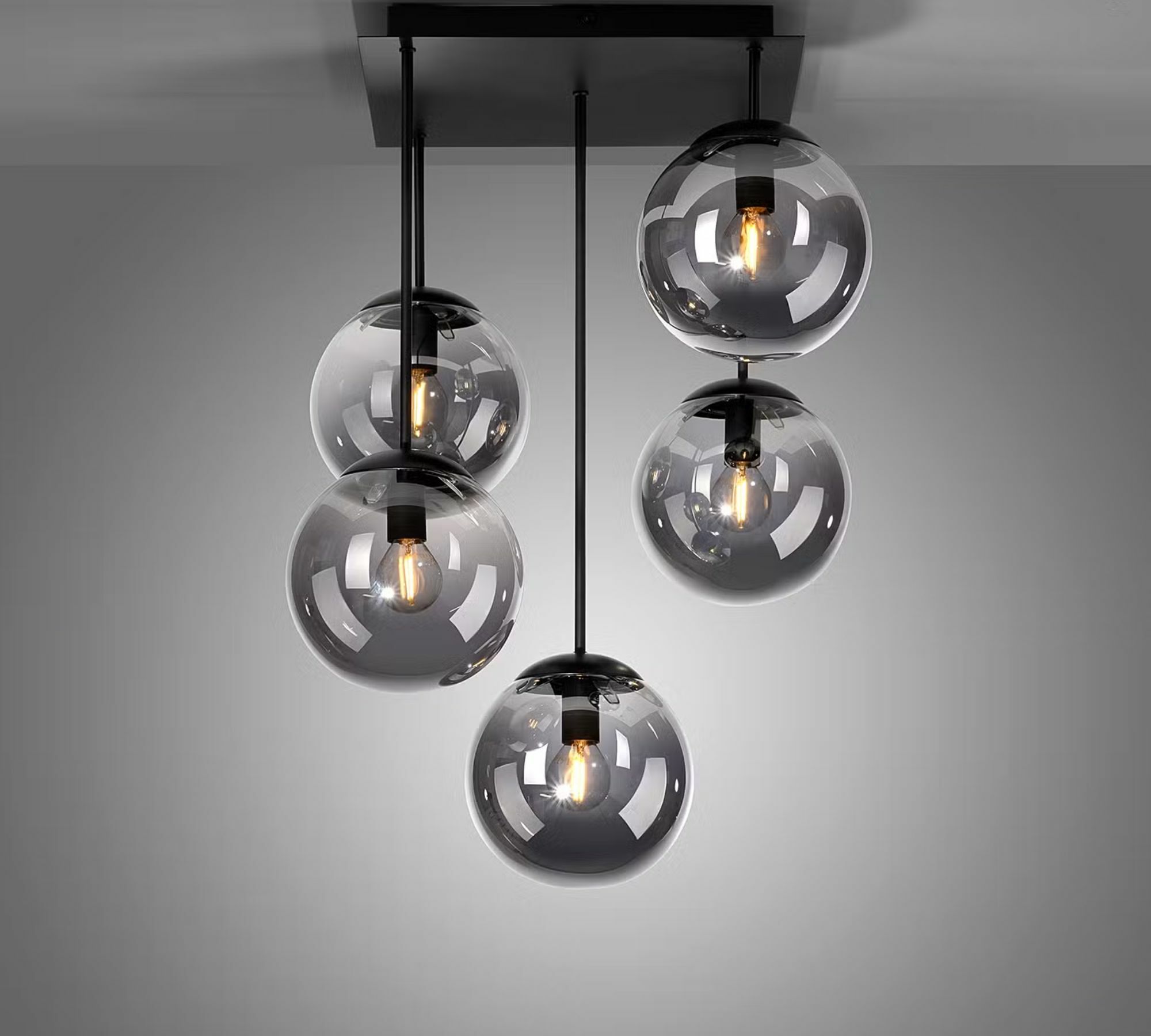 Ceiling light 5-flame glass black 3