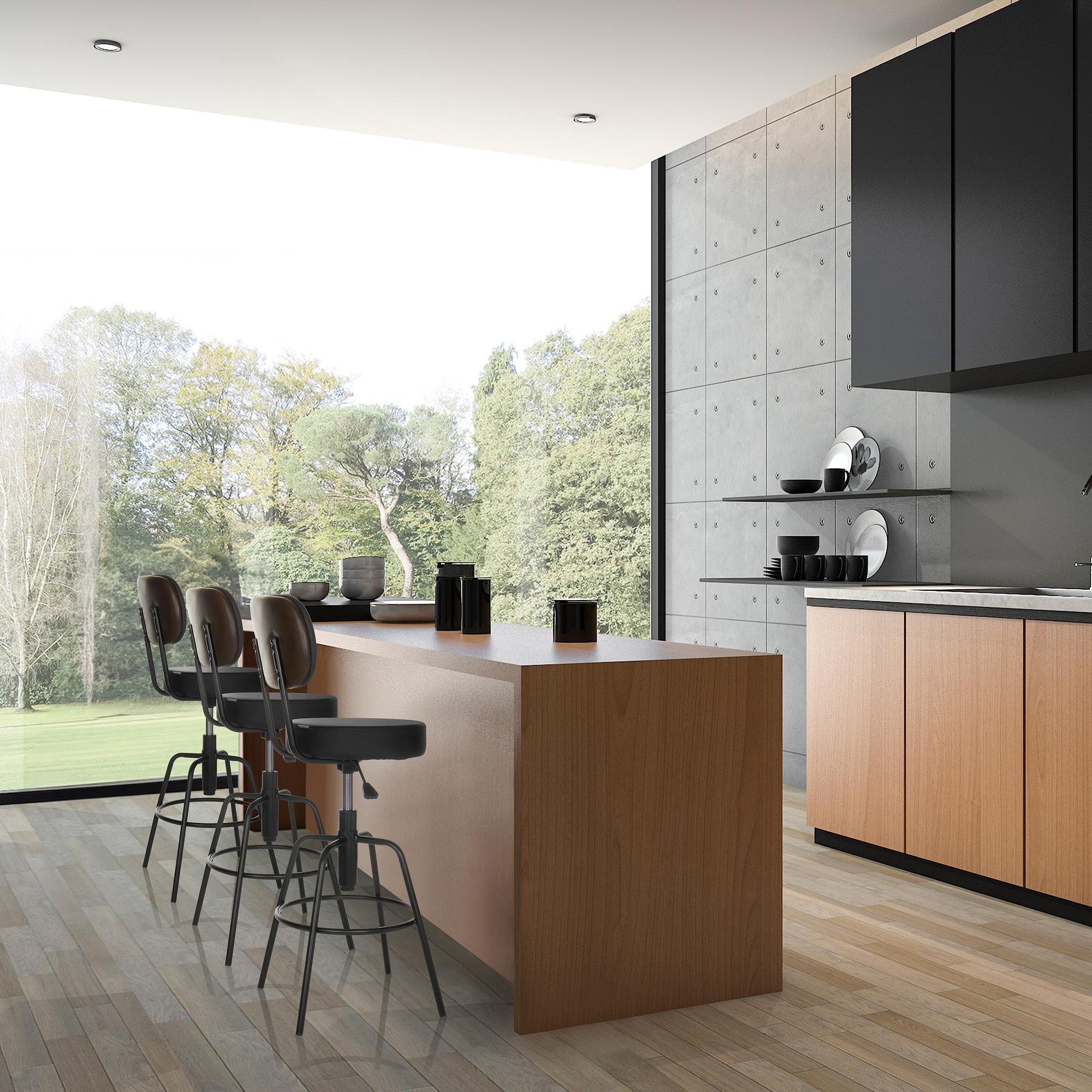 Disc High Hocker Höhenverstellbar Kunstleder Schwarz 5