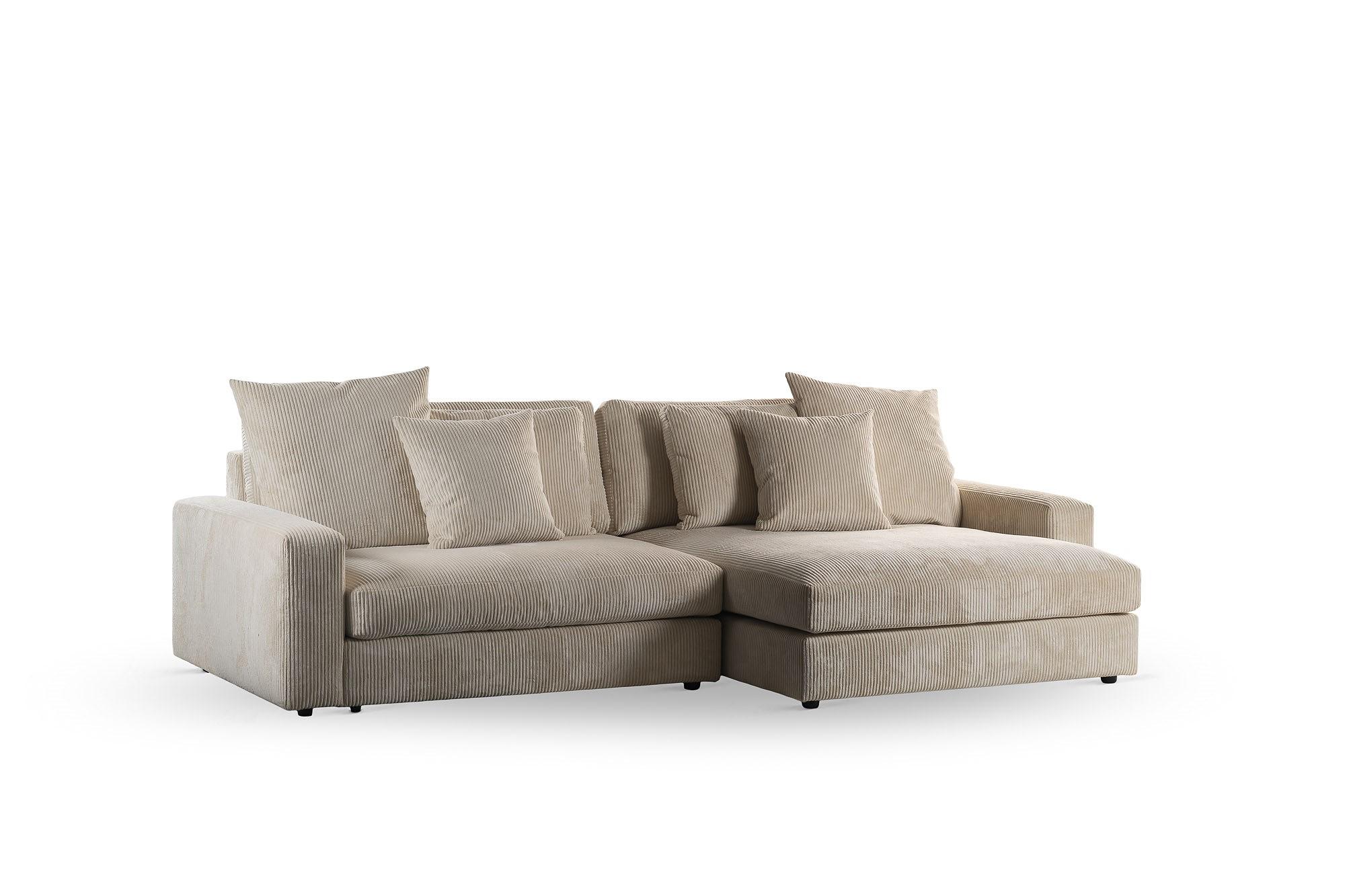 Sofa 3-Seater Right Left Beige 5