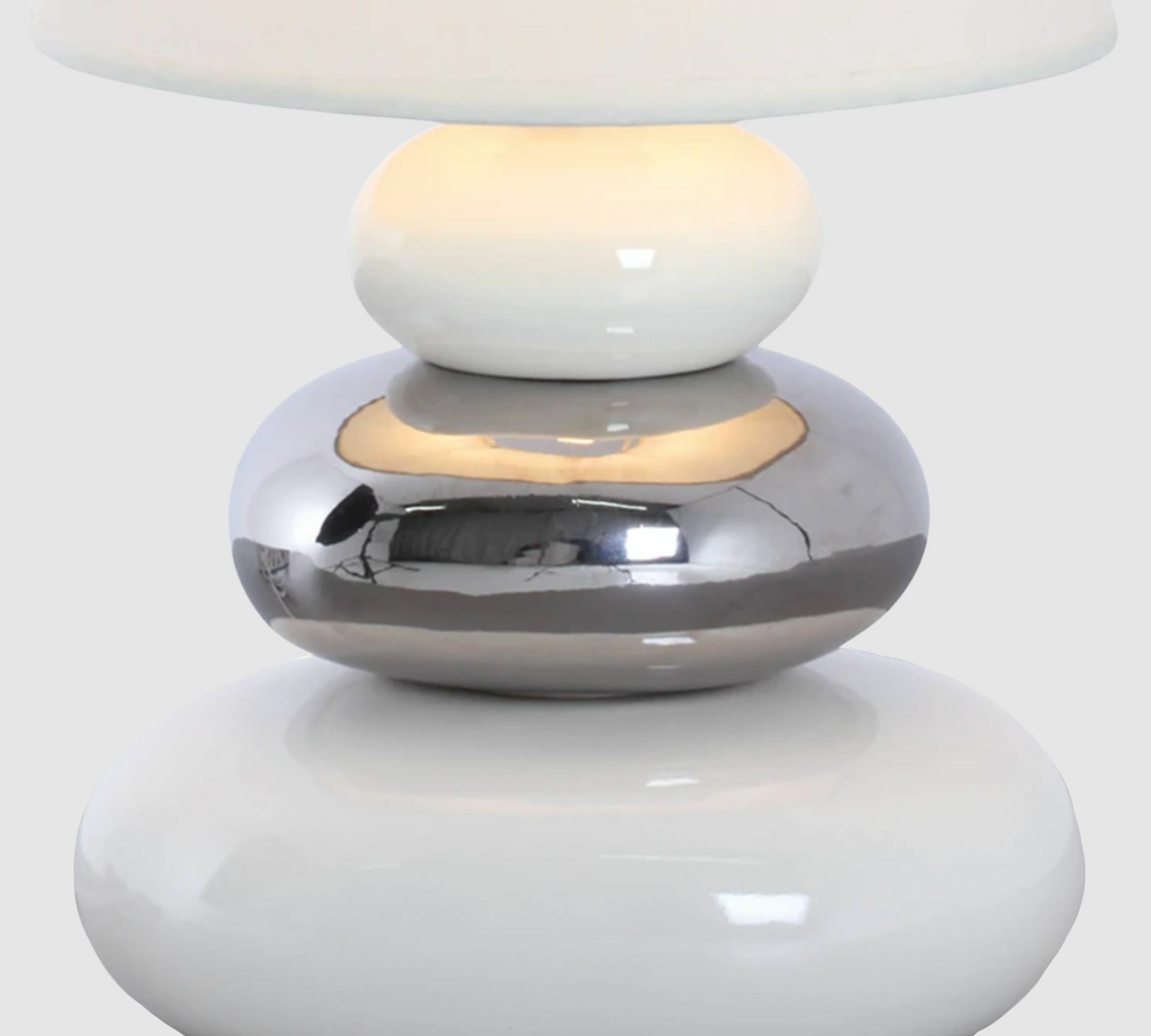 1-Flammige Tischleuchte Baumwollstoff Keramik Weiß 2