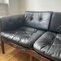 Sofa 3-Sitzer Leder Holz Schwarz 1970er Jahre 3