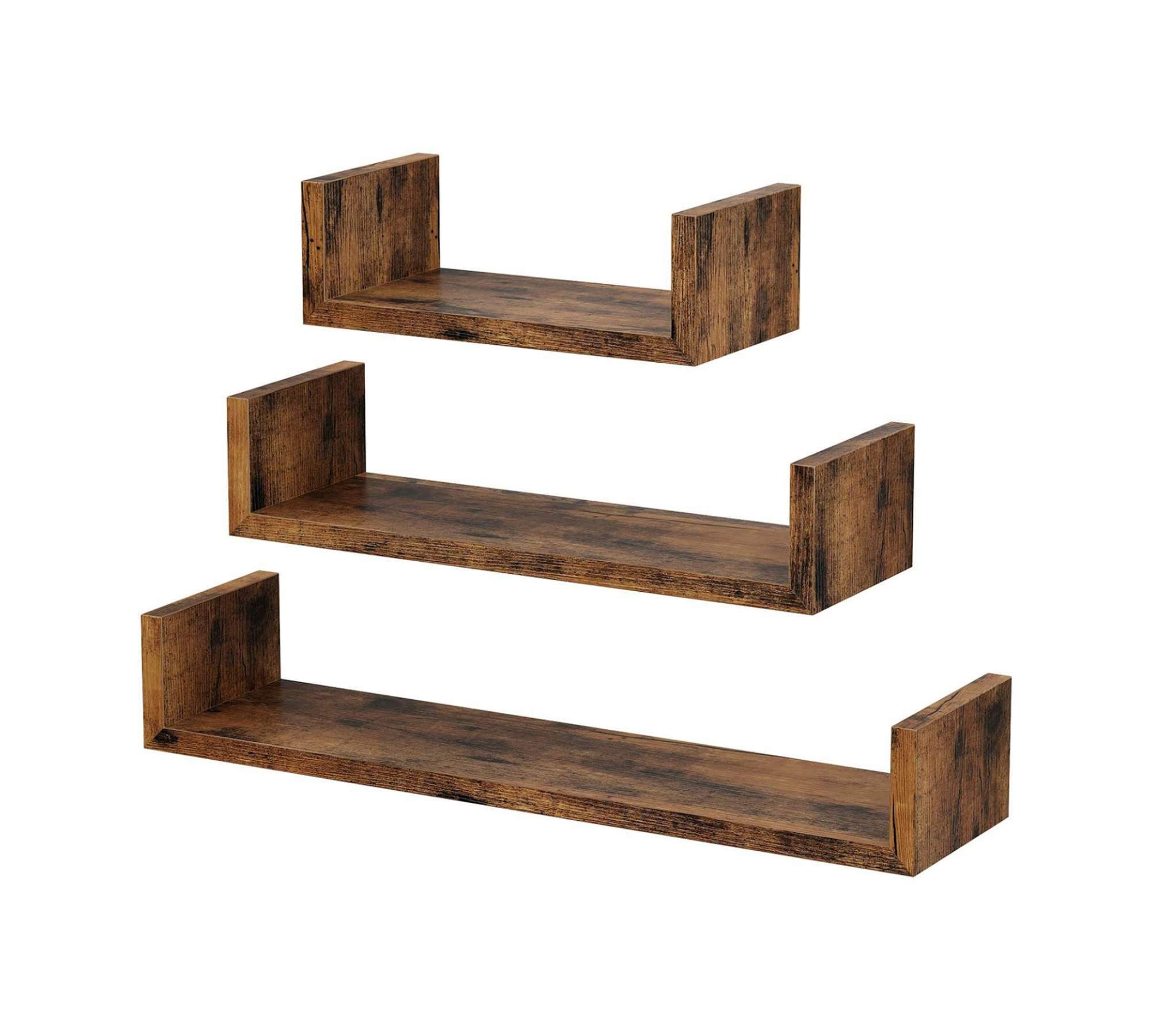 3x Wandregal Holz Braun 0