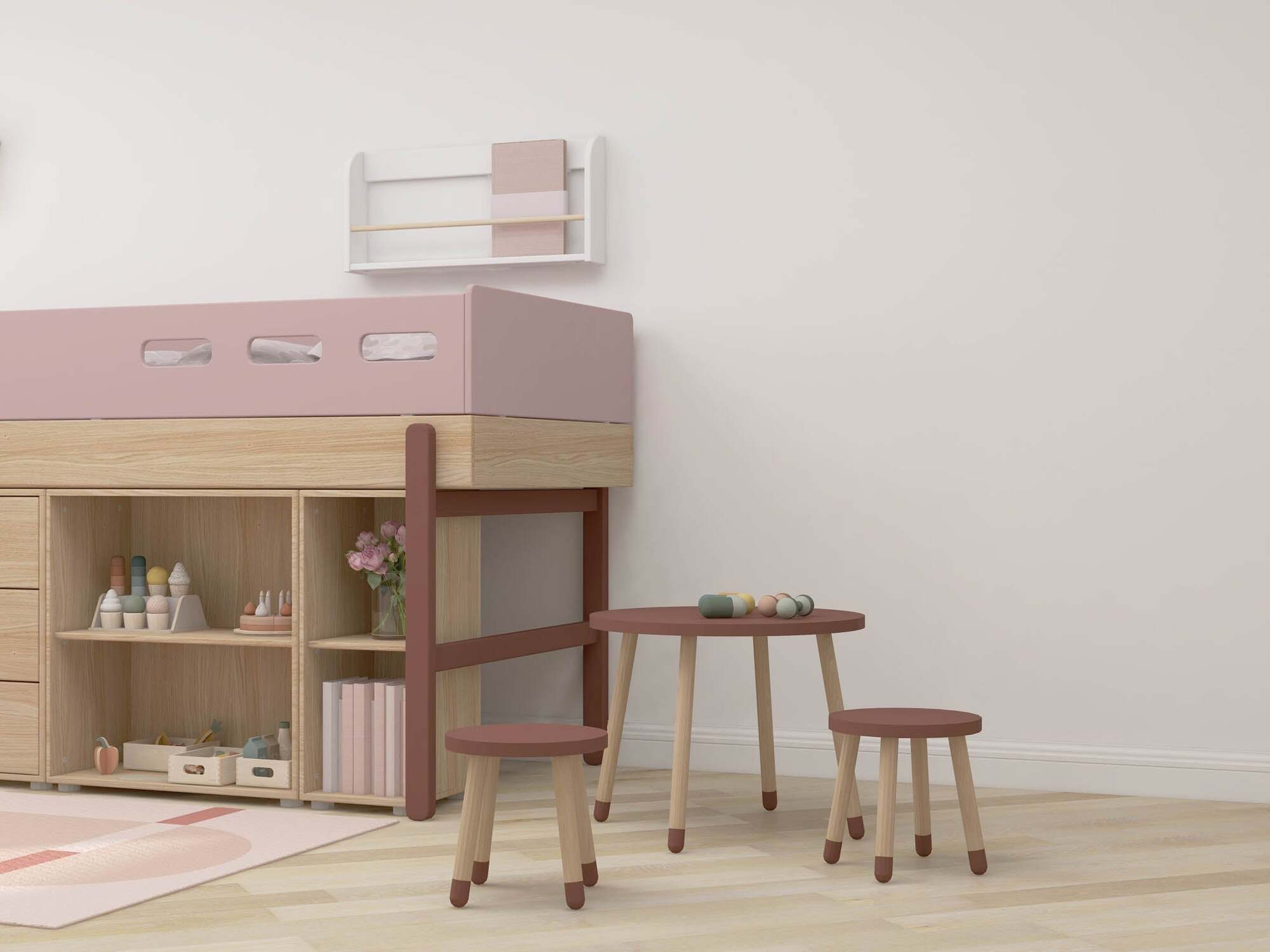 Dots Kindertisch Eschenholz Dark Rose 1