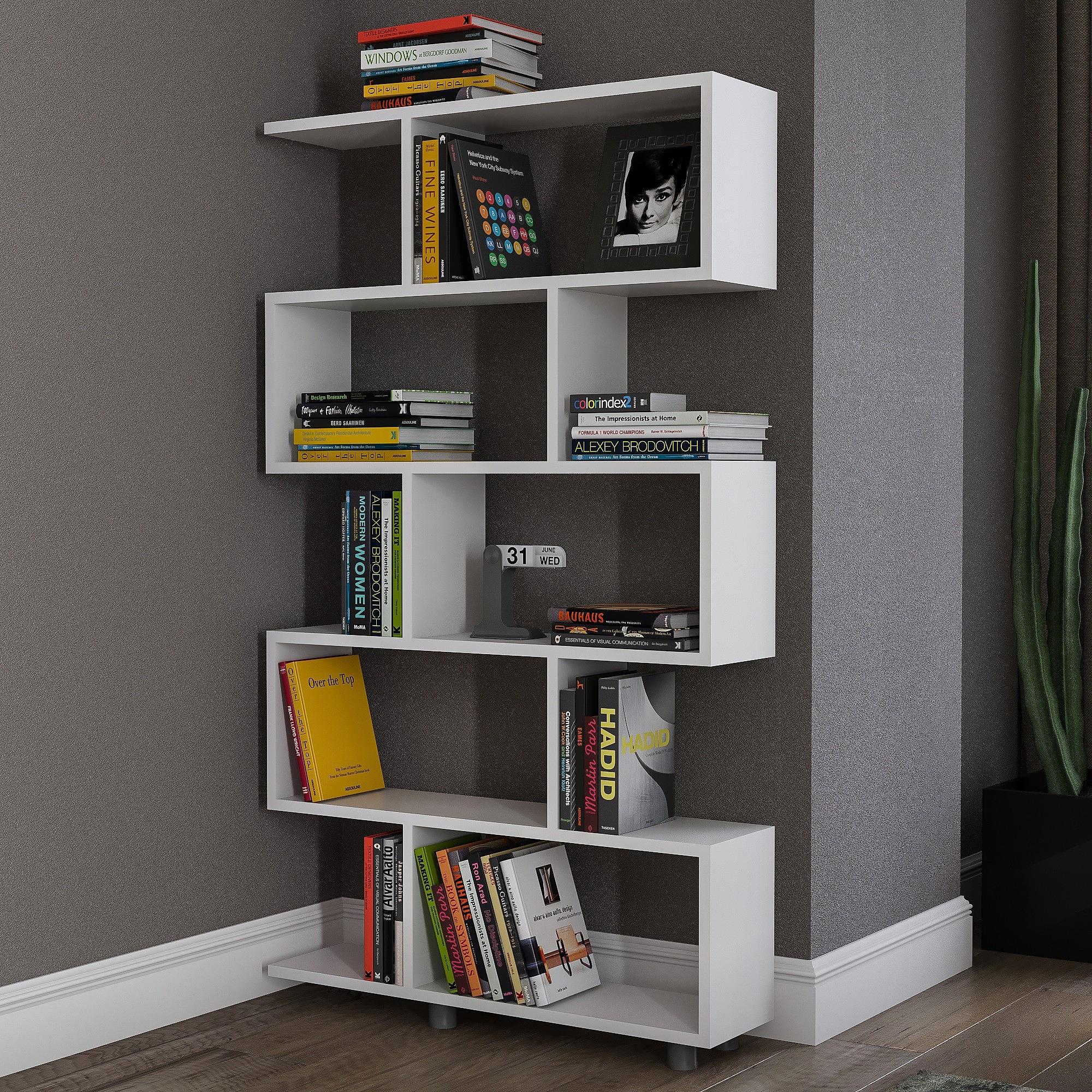 Elif Bookshelf Wood Veneer White 2