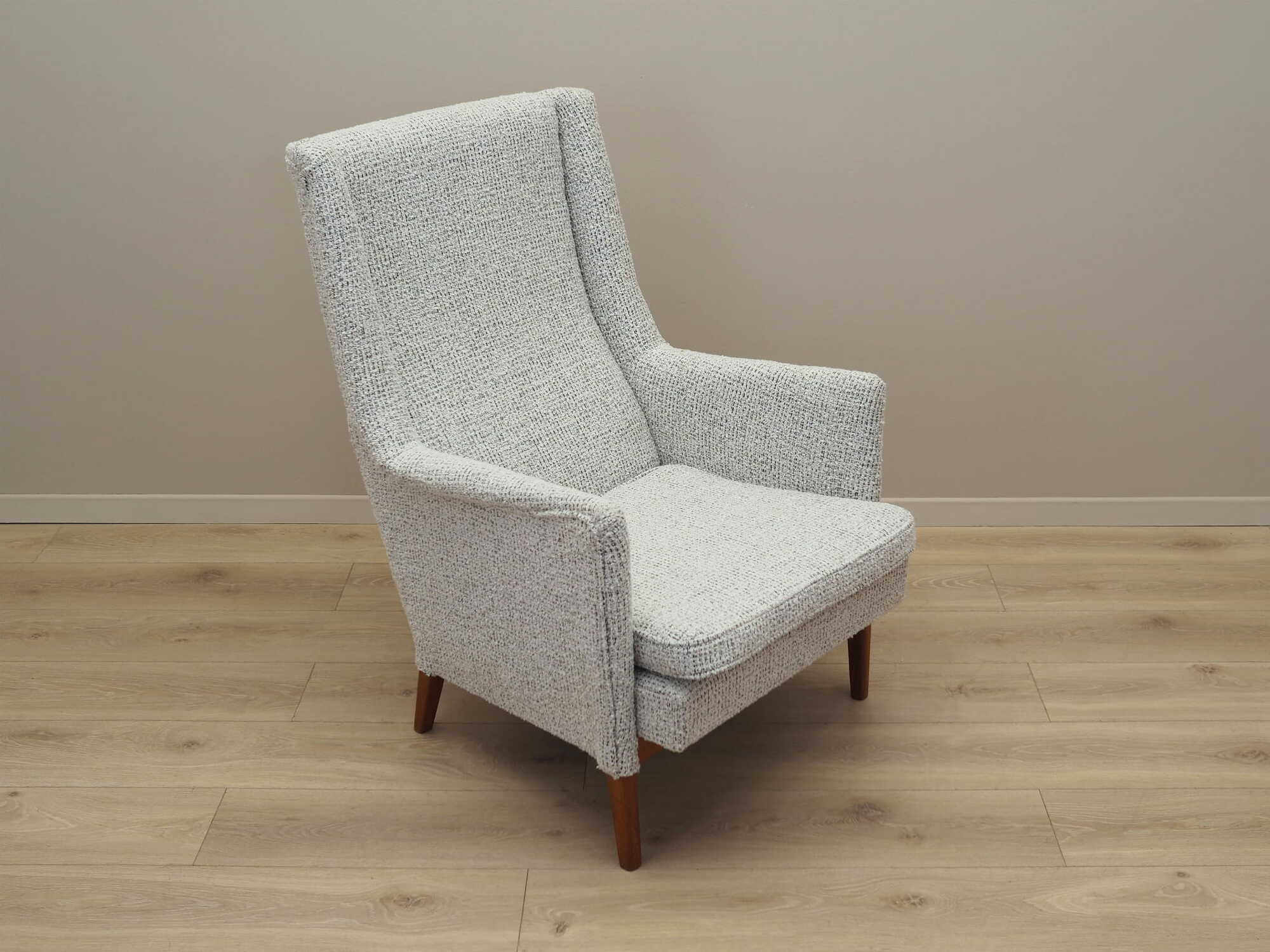Vintage Sessel Holz Textil Grau 1960er Jahre 8