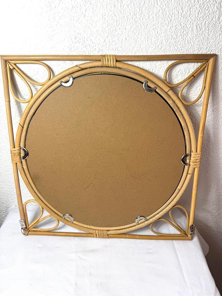 Rattan Mirror Gold 49x49cm 1