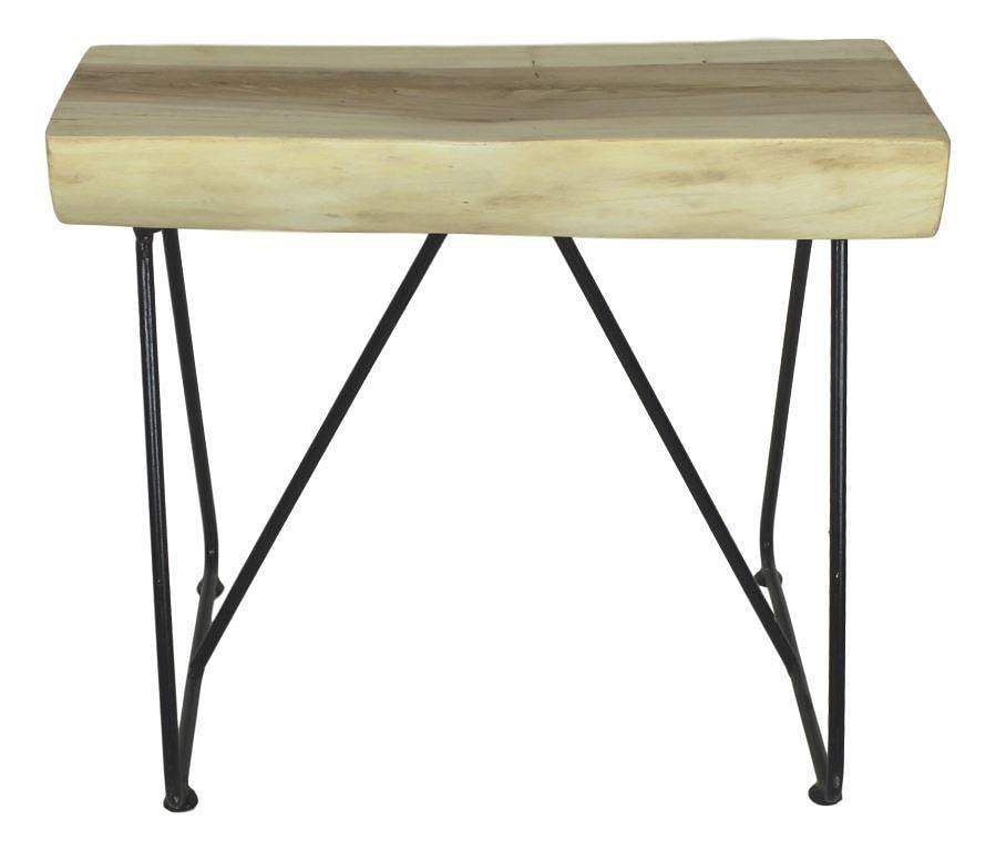 Rechteckiger Hocker Holz Metall 0