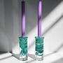 2x Atoll Candle Holder Glass Green 1