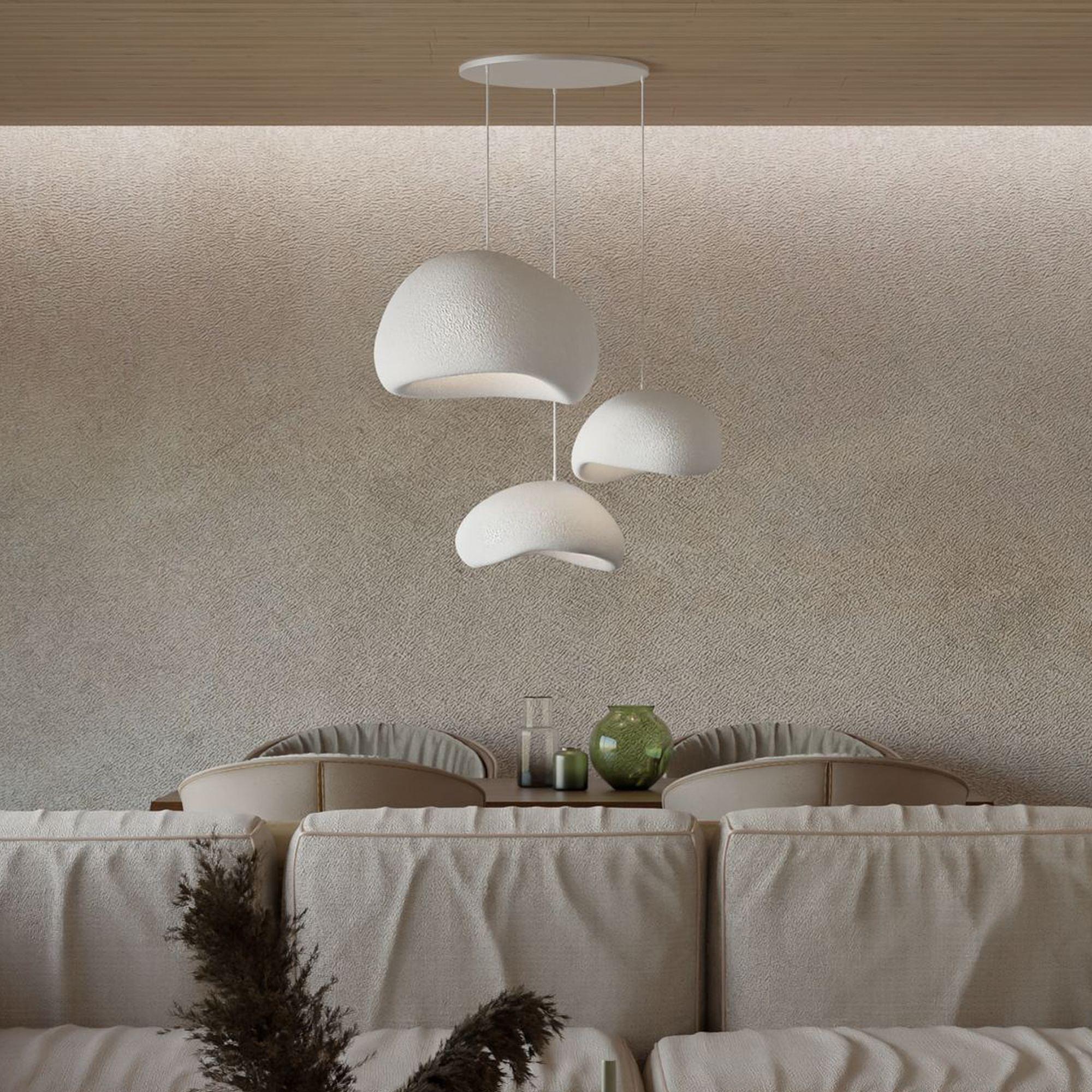3-Flammig Wabi Sabi Stillforms Pendelleuchte Weiß 2