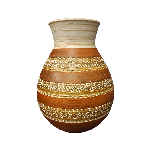 Vintage Vase Keramik Braun Weiß 0