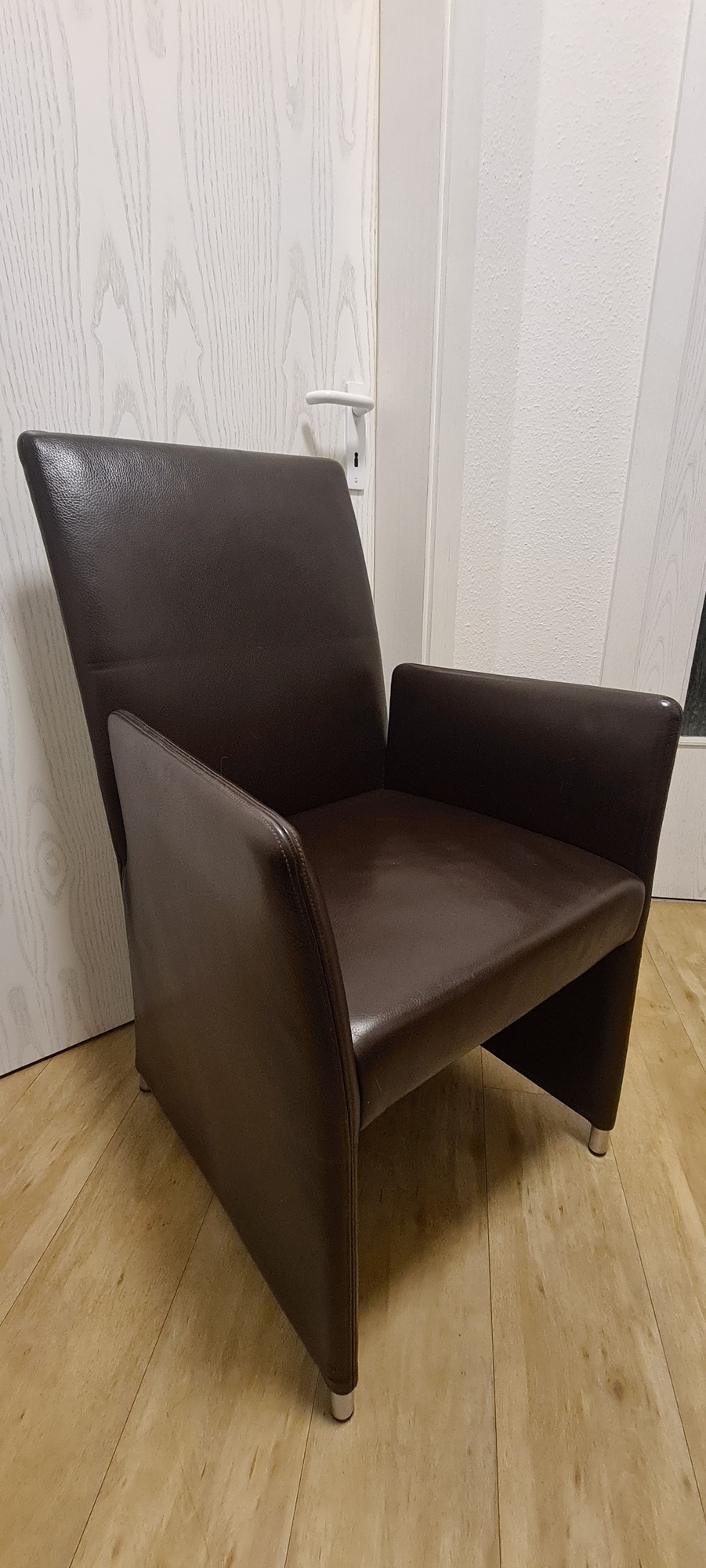 8x Jason 1420 Esszimmerstuhl Leder Metall Braun 0