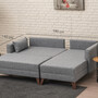 Schlafsofa Récamiere Rechts & Hocker Polyester Holz Grau 3